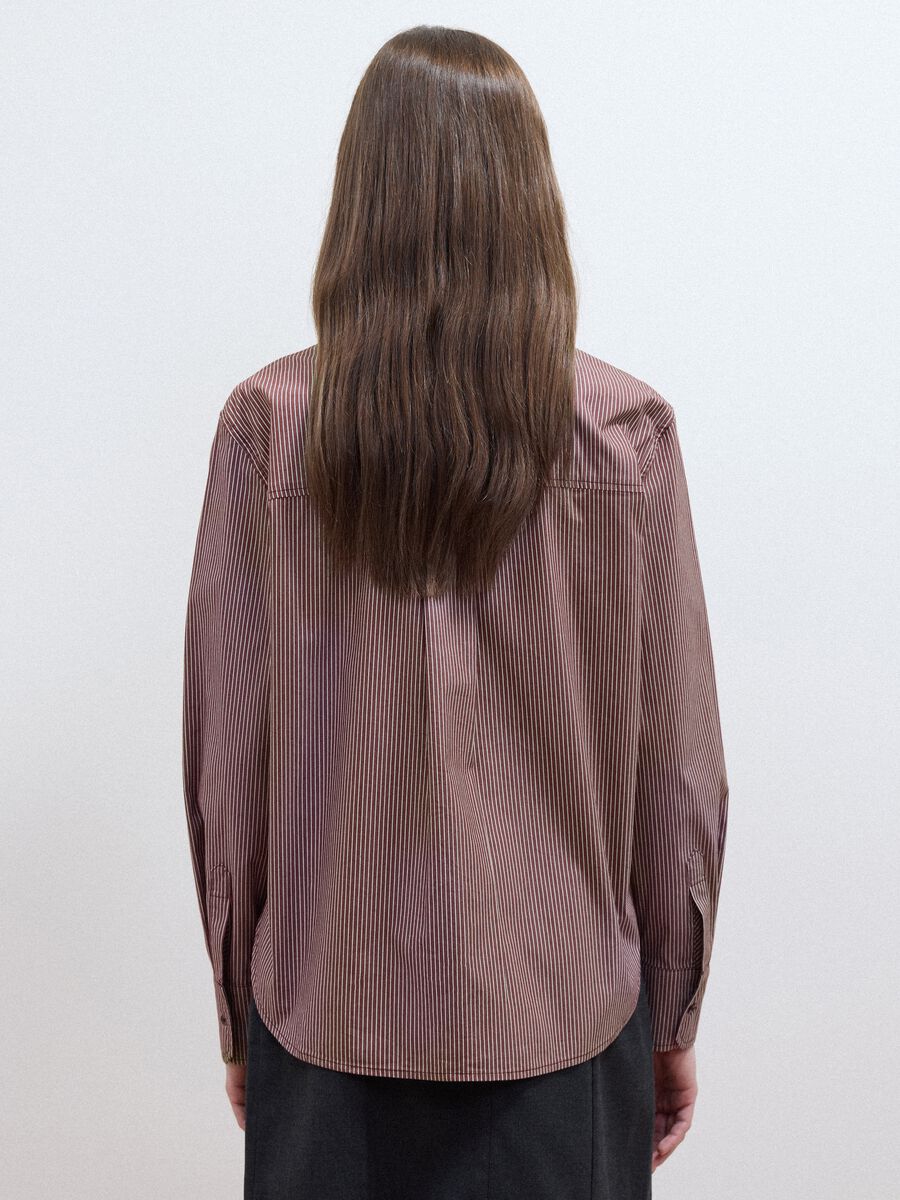Multicolour stretch cotton shirt with scarf collar_3