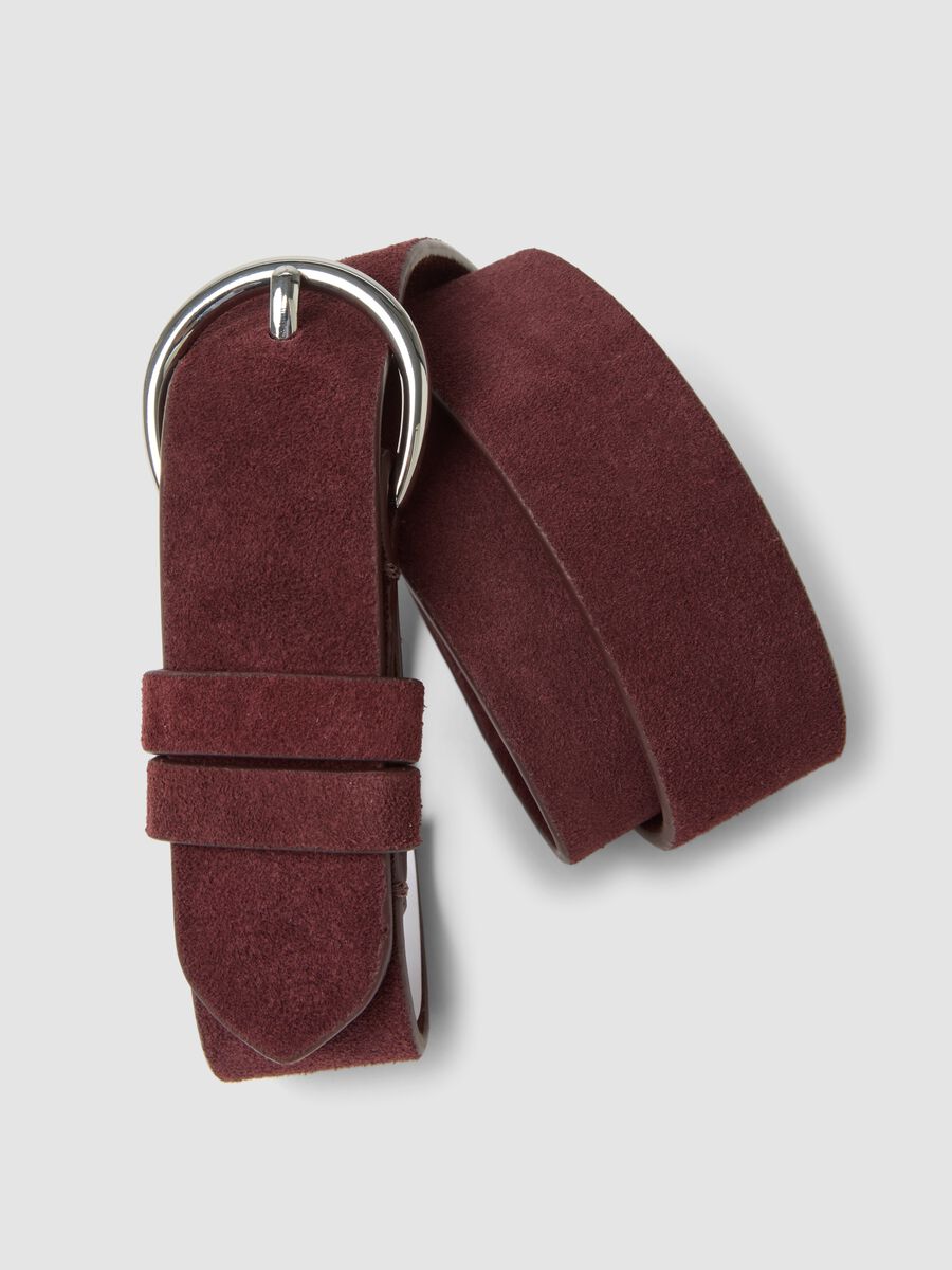 Cintura rossa in vera pelle con fibbia ovale_2