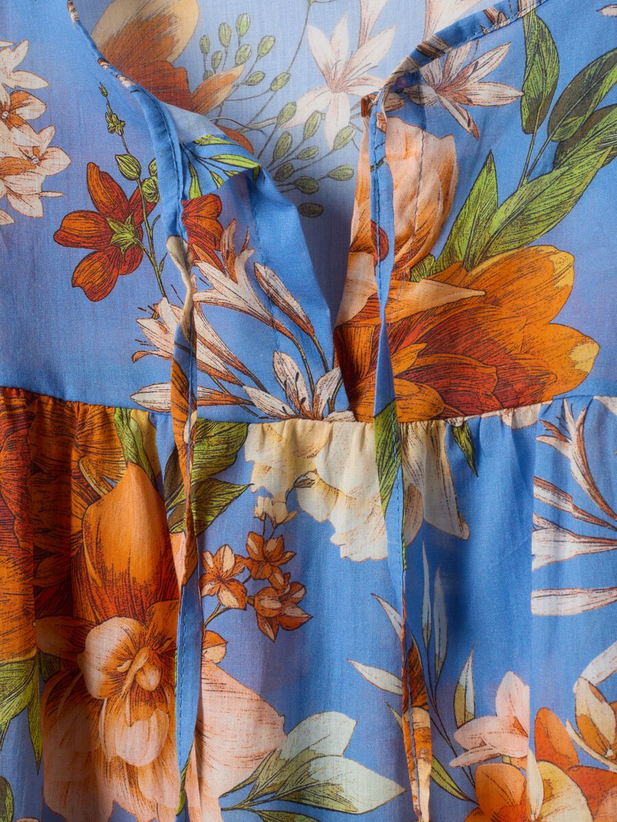 Blue floral blouse in pure cotton_5
