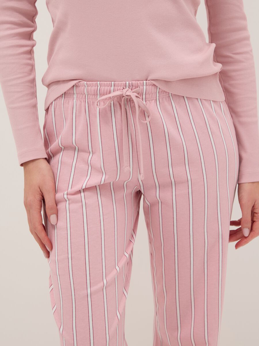 Pigiama rosa a righe in puro cotone regular fit_3