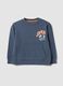 Grey oversized pure cotton hoodie with print and kangaroo pocket for boys_0