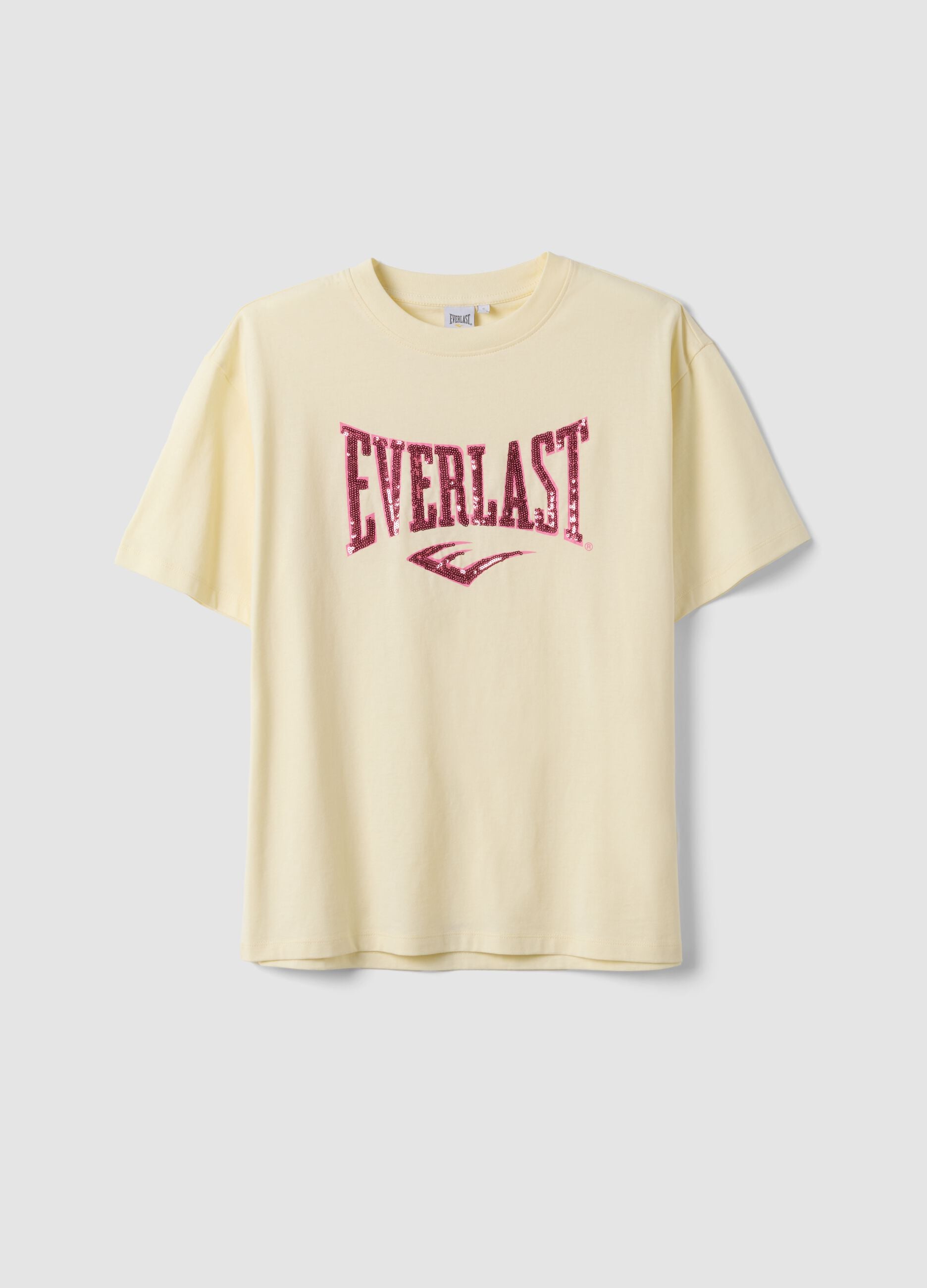 White pure cotton T-shirt with front print, regular fit