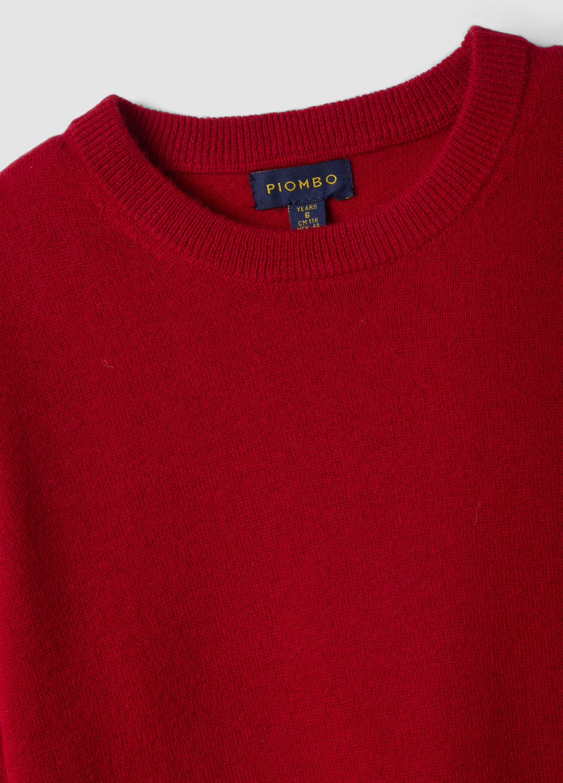 Red pure wool long-sleeve jumper, regular fit