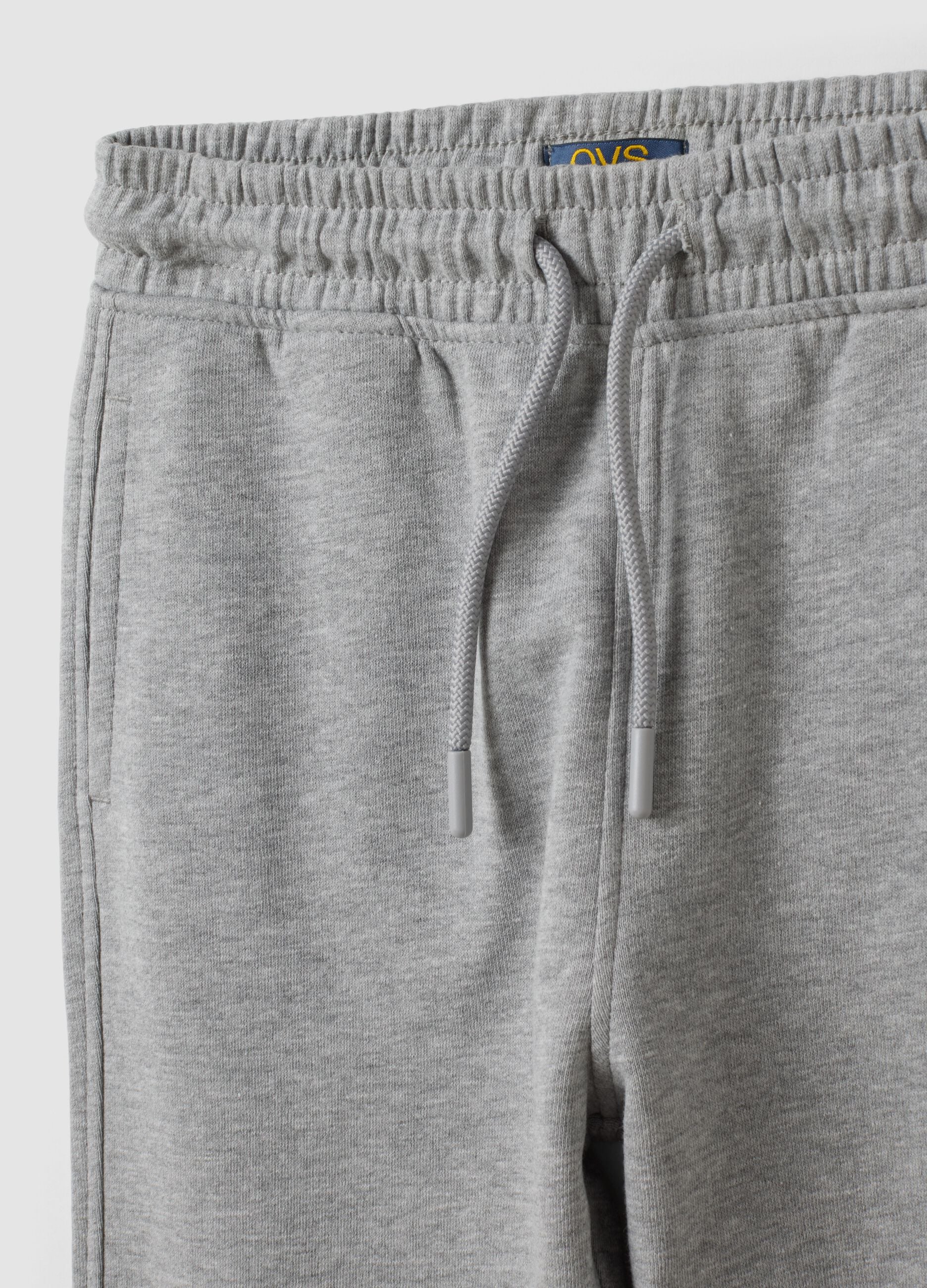 Grey cotton and viscose blend joggers with contrast print for boys