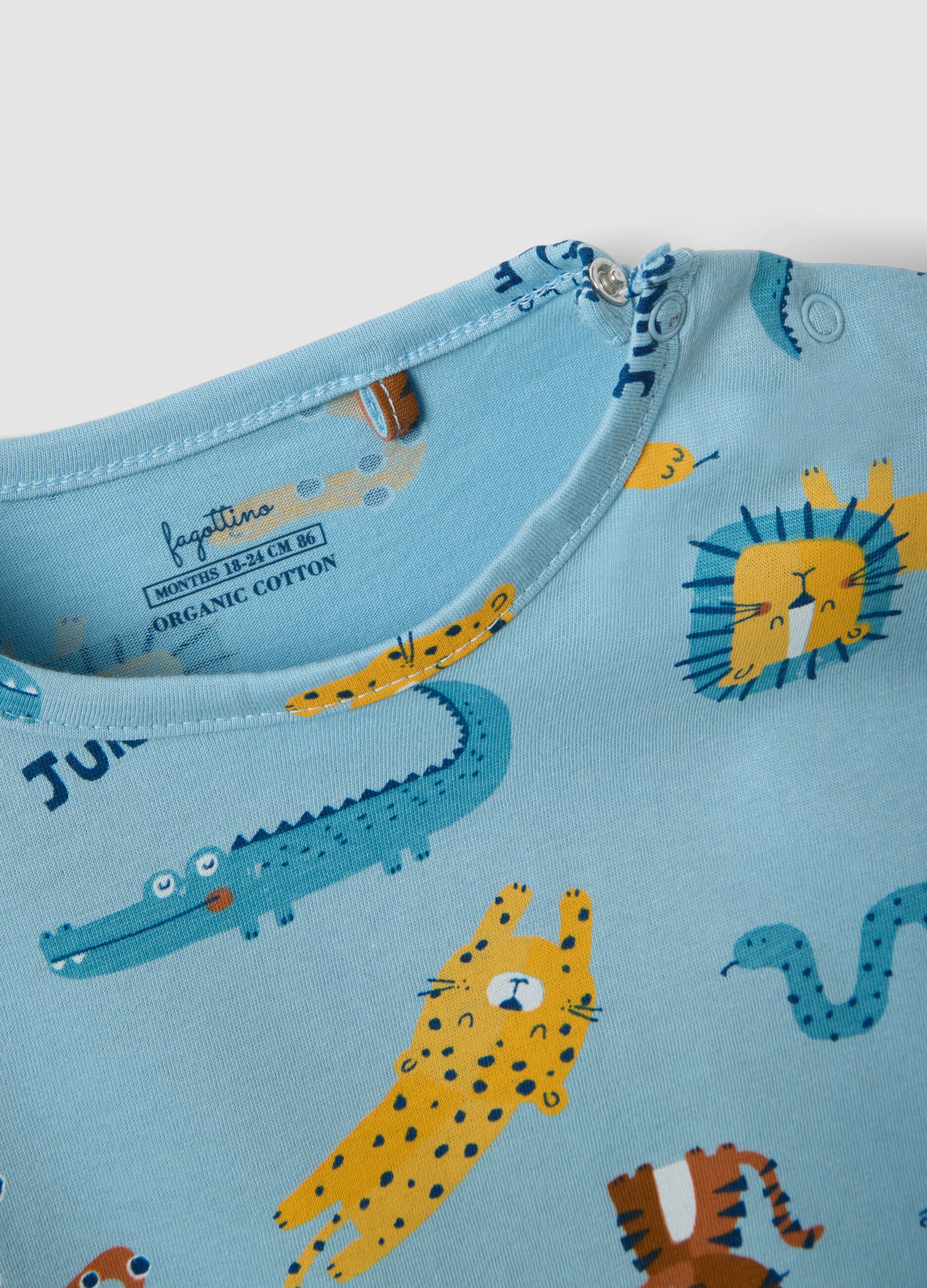 Multi-colored pure cotton baby rompers two-pack with prints