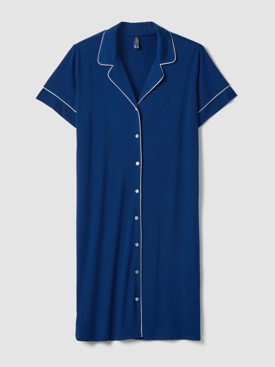 Blue V-neck stretchy viscose blend nightdress_4