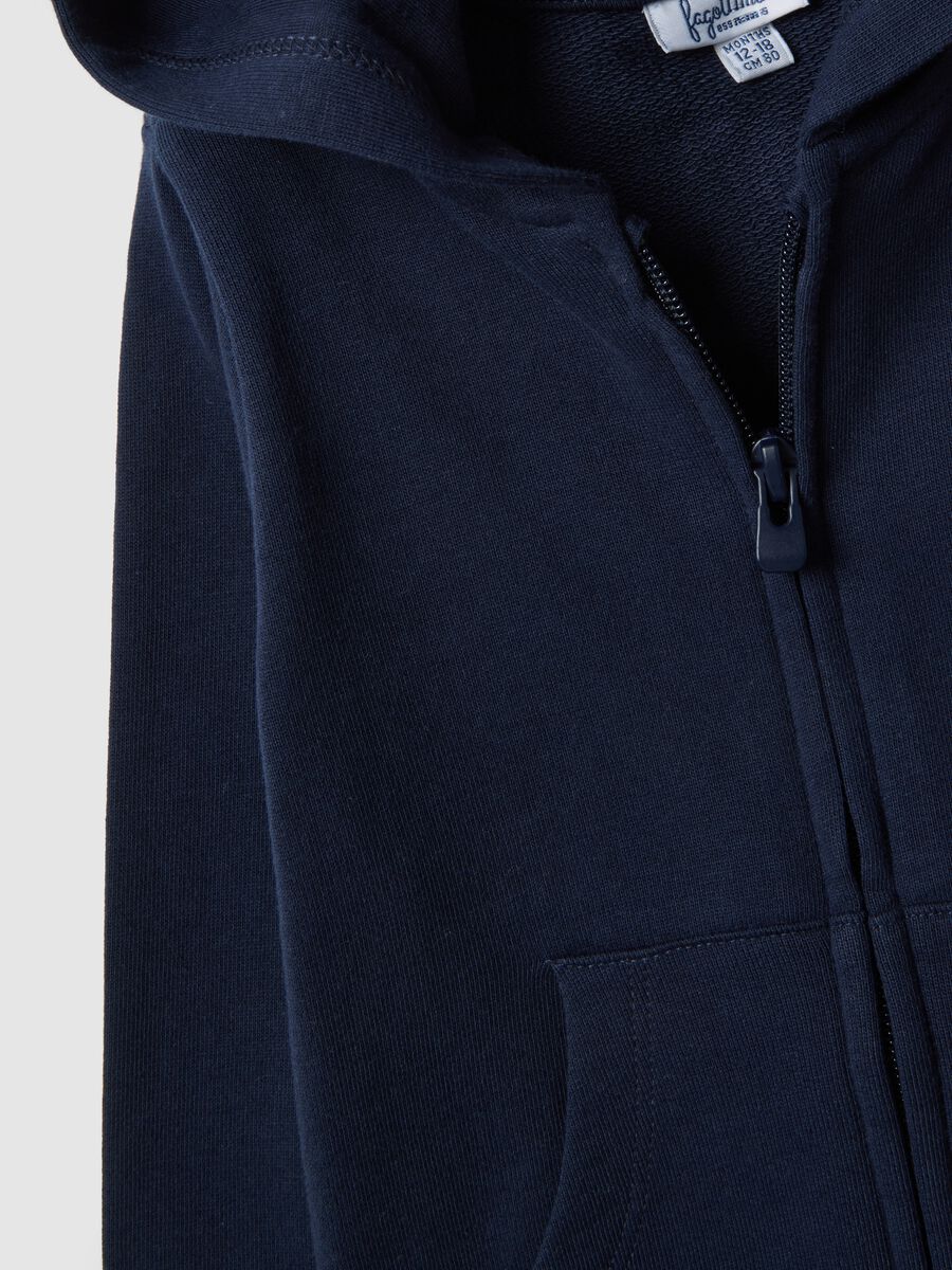 Felpa blu con cappuccio da bimba in puro cotone regular fit_3