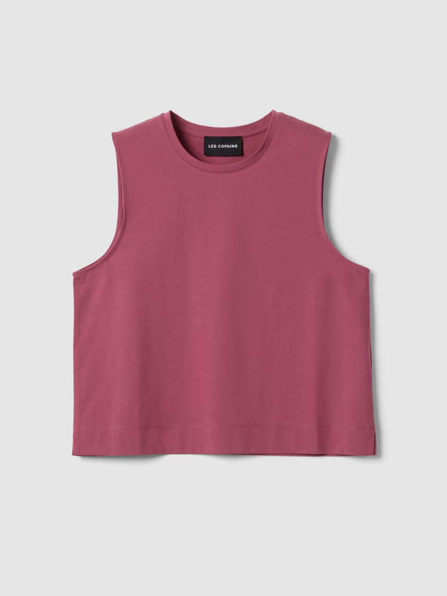 Pink cotton-blend tank top_4