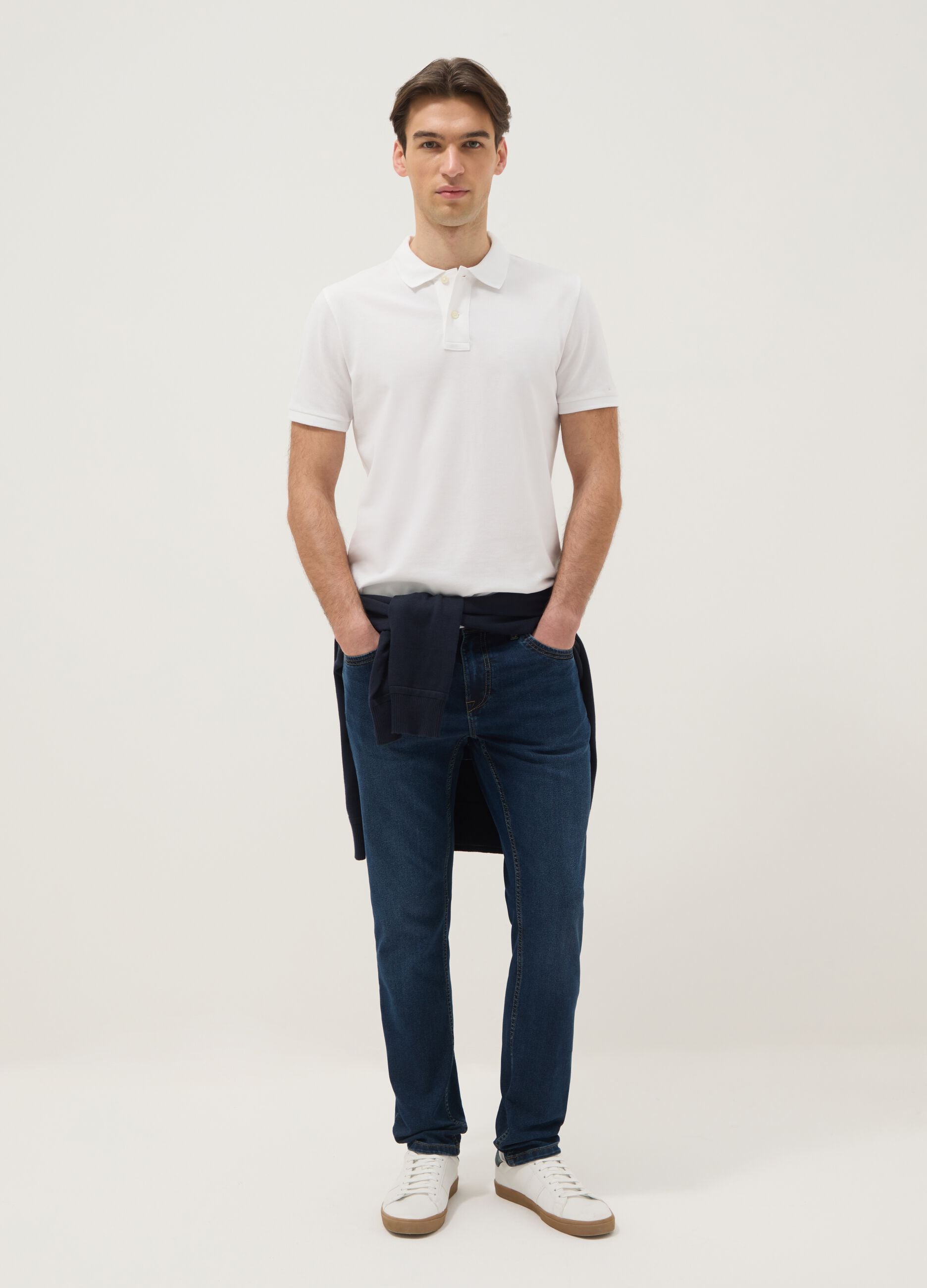 Blue Super Skinny Cotton Blend Jeans