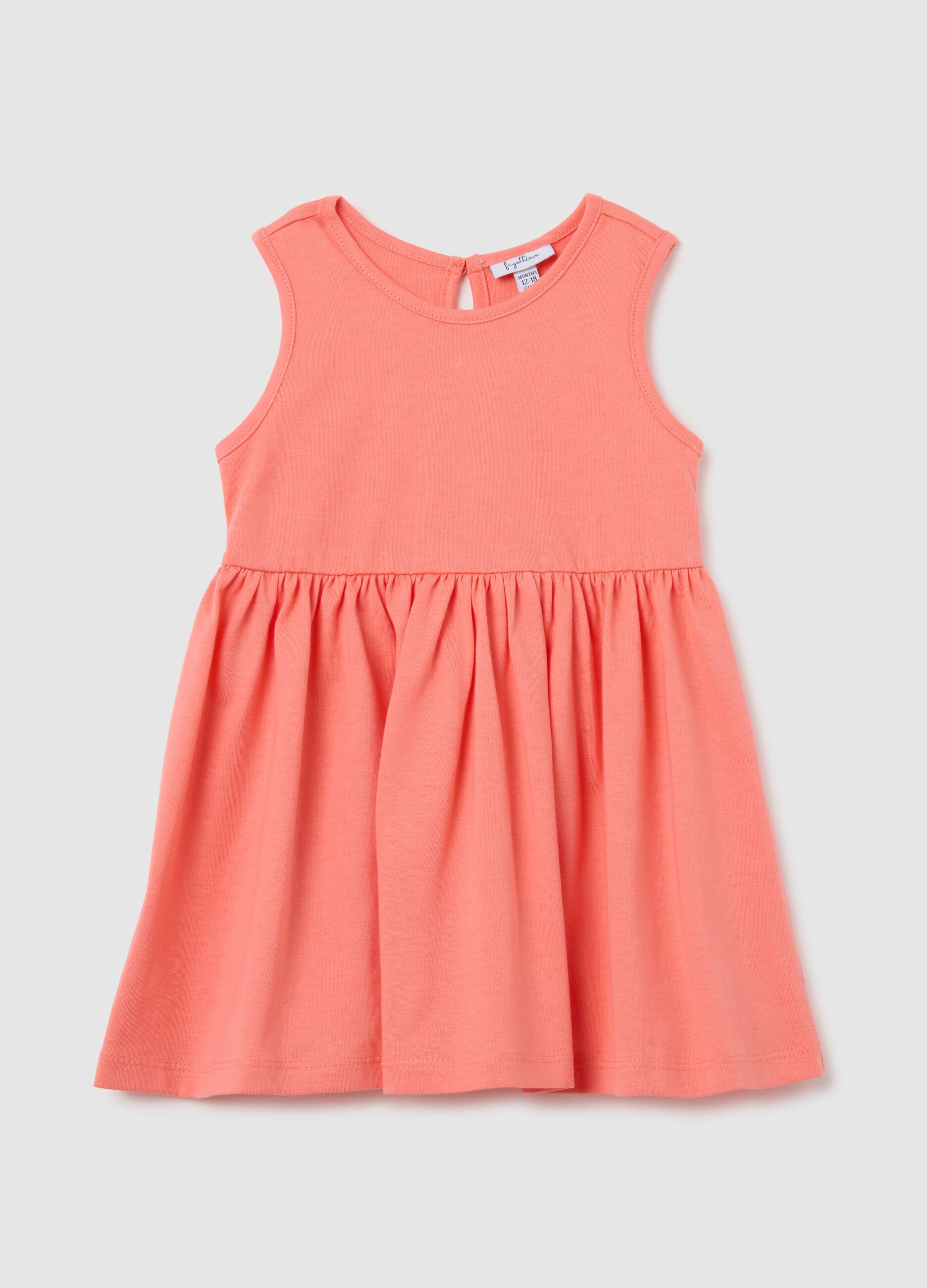Baby girls&rsquo; orange dress in 100% cotton with regular fit