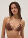 Top bikini a triangolo marrone in tessuto elasticizzato con finitura_0