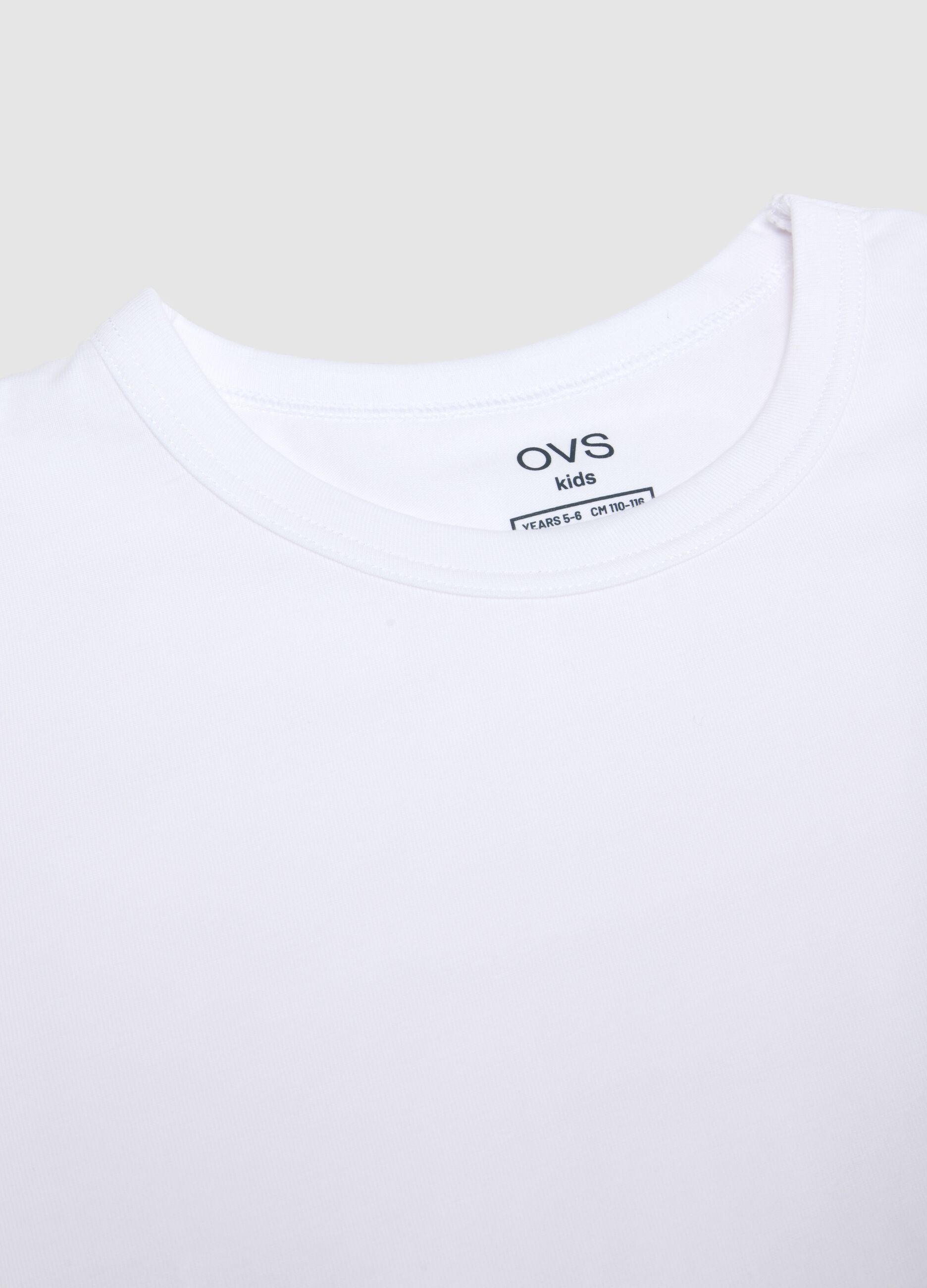 Two-pack white stretch cotton t-shirt for kids regular fit