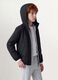 Black oversized rain jacket with hood and zip for boys_0