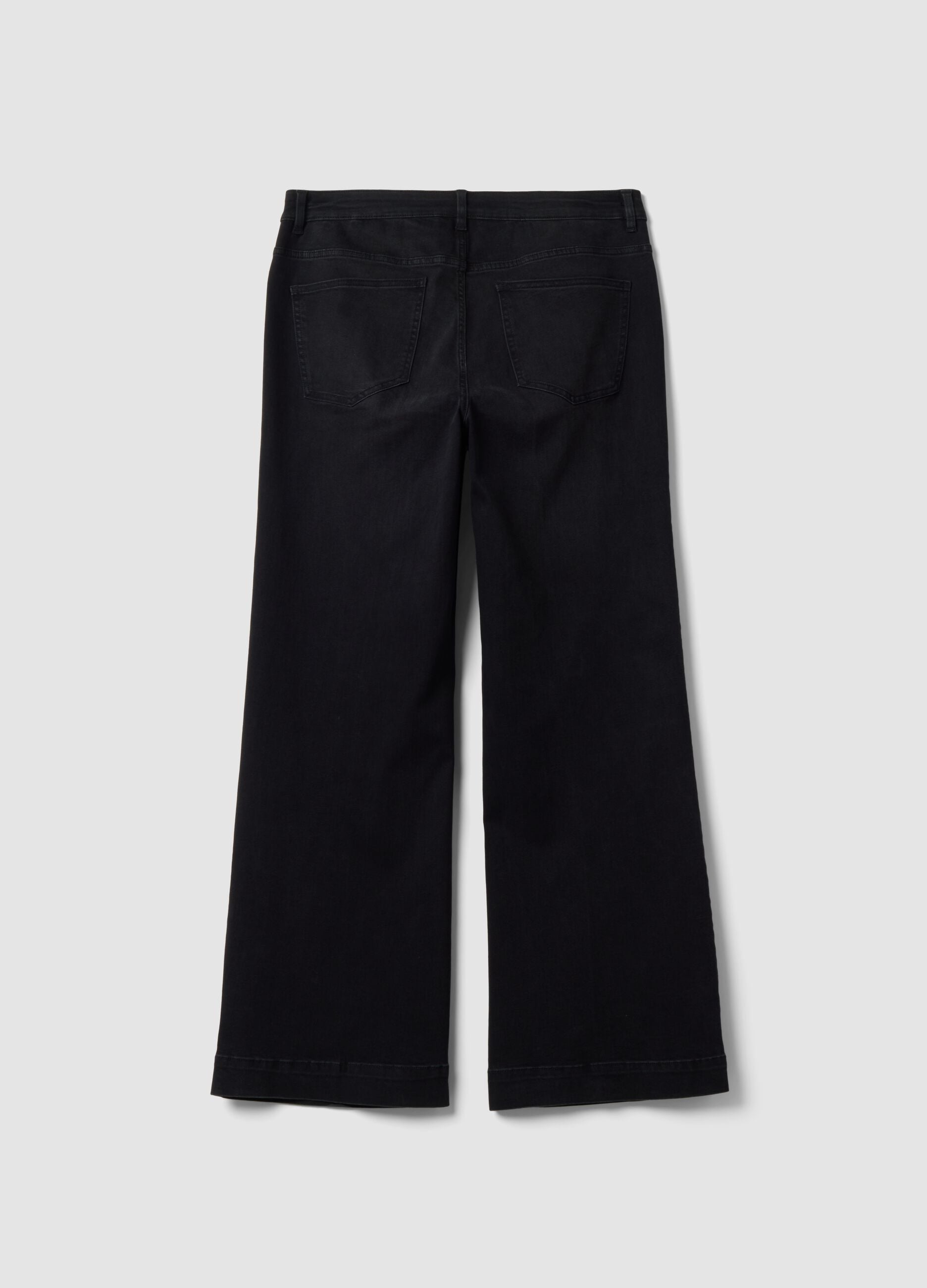 Black cotton and stretch viscose denim jeans with bootcut fit