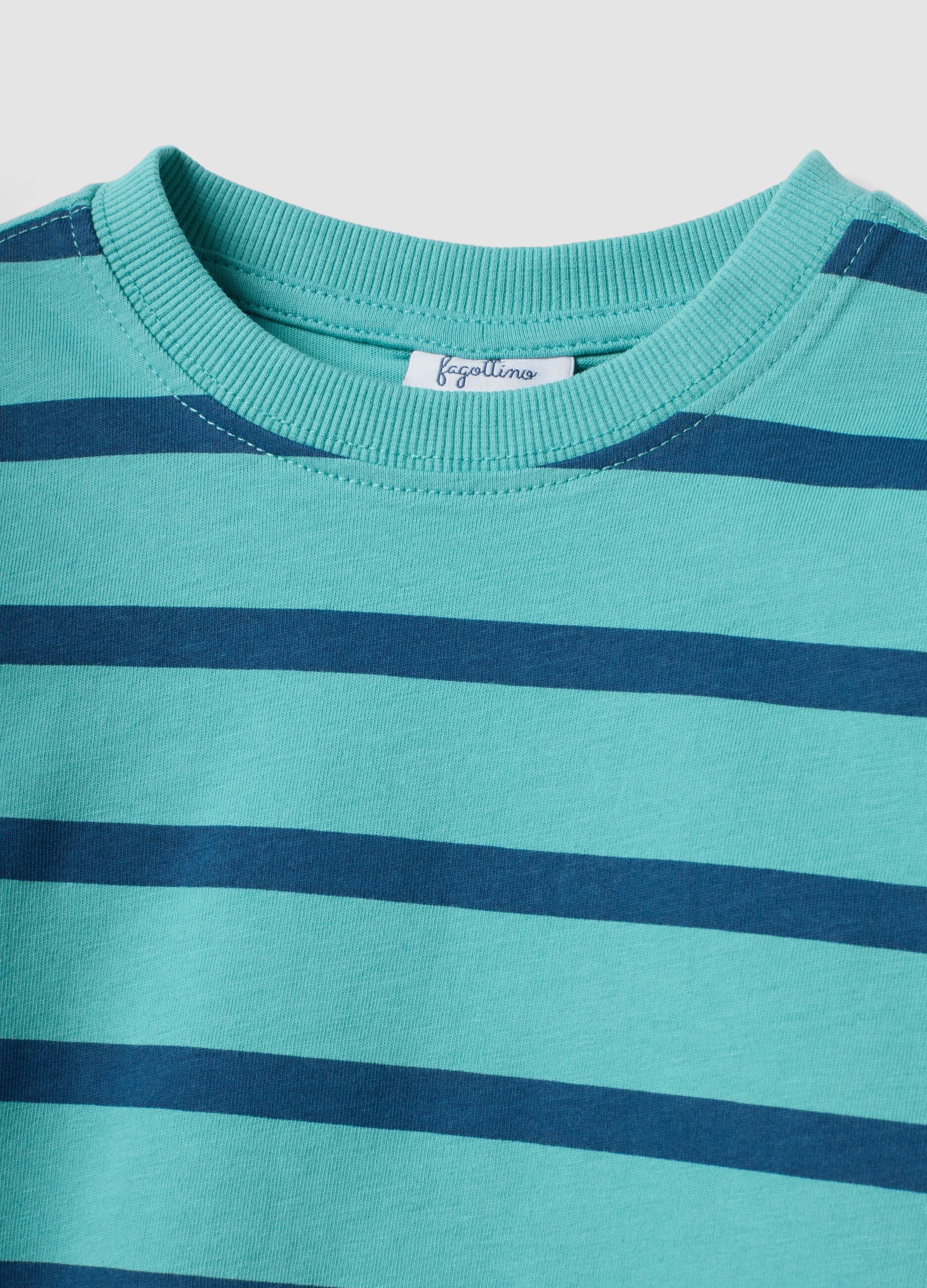 Oversized multicolour striped T-shirt in pure organic cotton for boys