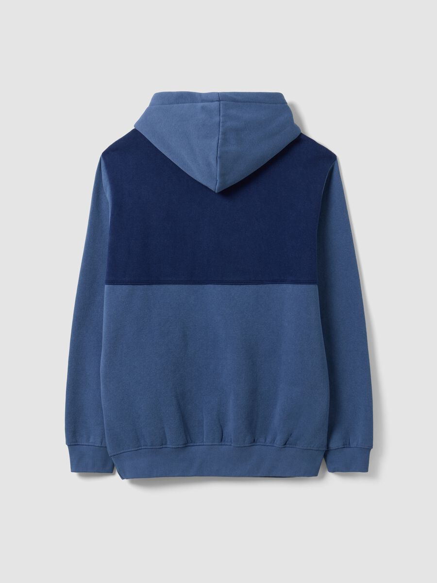 Blue hooded sweatshirt in cotton blend with logo_2