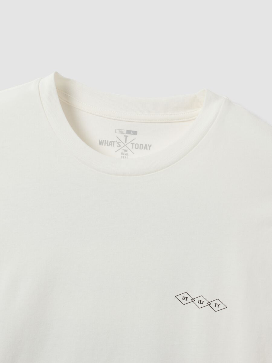 White pure cotton jersey T-shirt with graphic print, regular fit_6