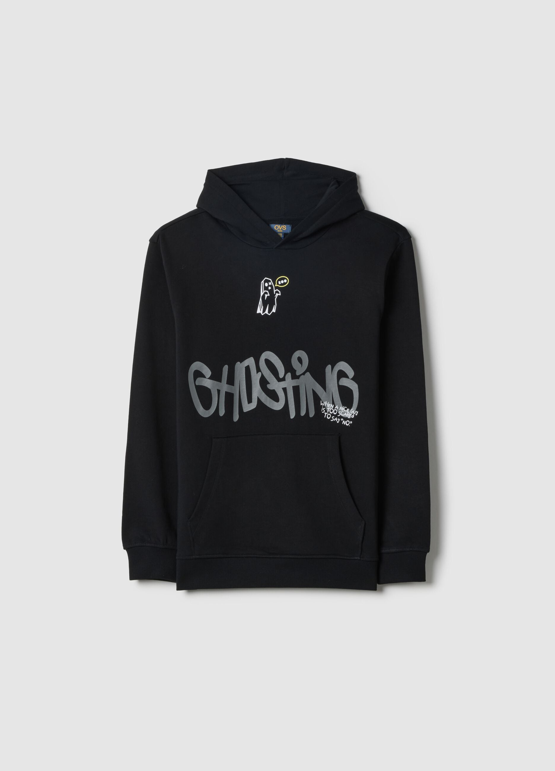 Boys' regular fit black pure cotton hoodie