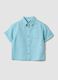 Light Blue Linen-Blend Cotton Shirt for Baby Boys, Regular Fit_0