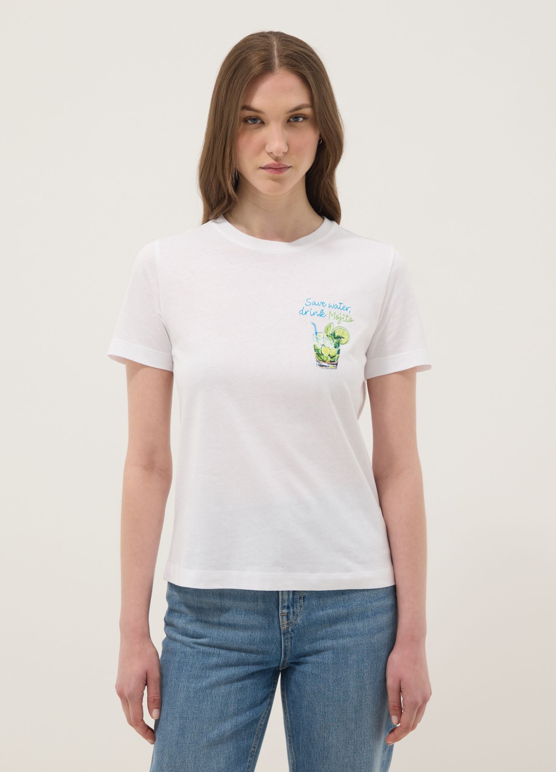 White pure cotton short-sleeve T-shirt