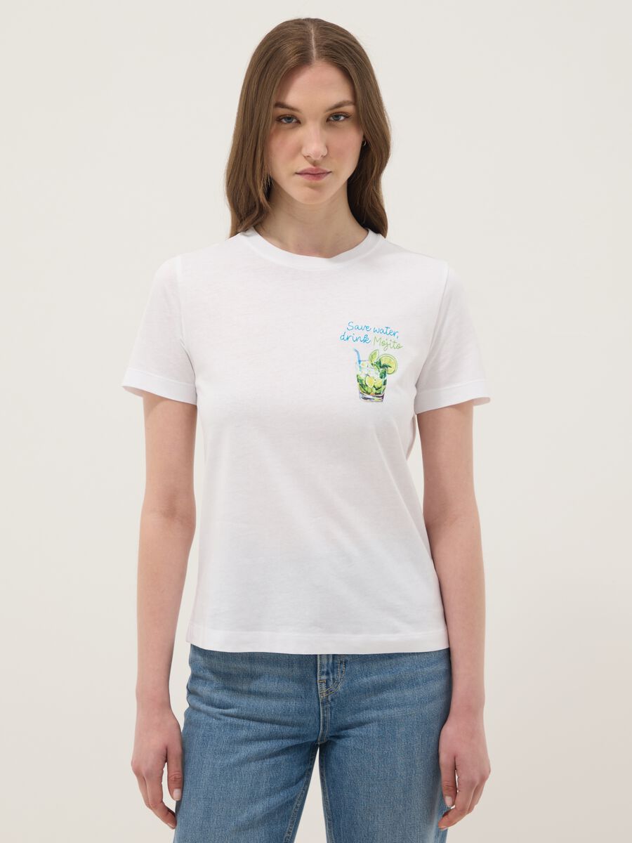 White pure cotton short-sleeve T-shirt_0