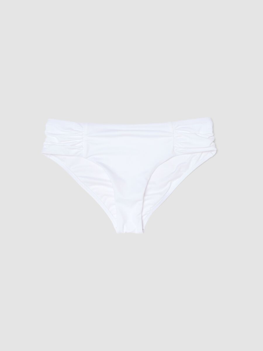 White stretch bikini bottoms with ruched details, regular fit_4