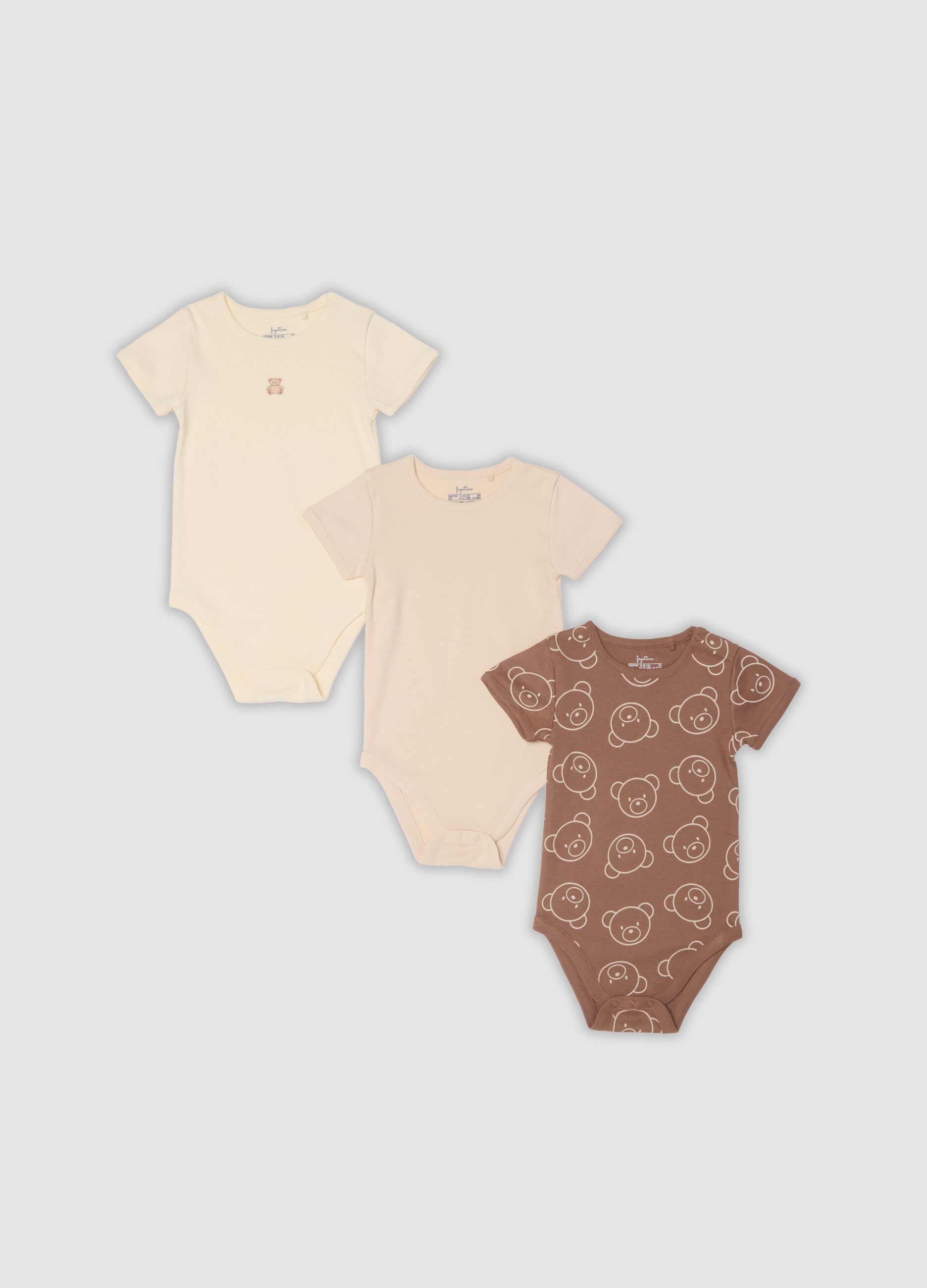Three-pack of multicolour organic cotton short-sleeve bodysuits
