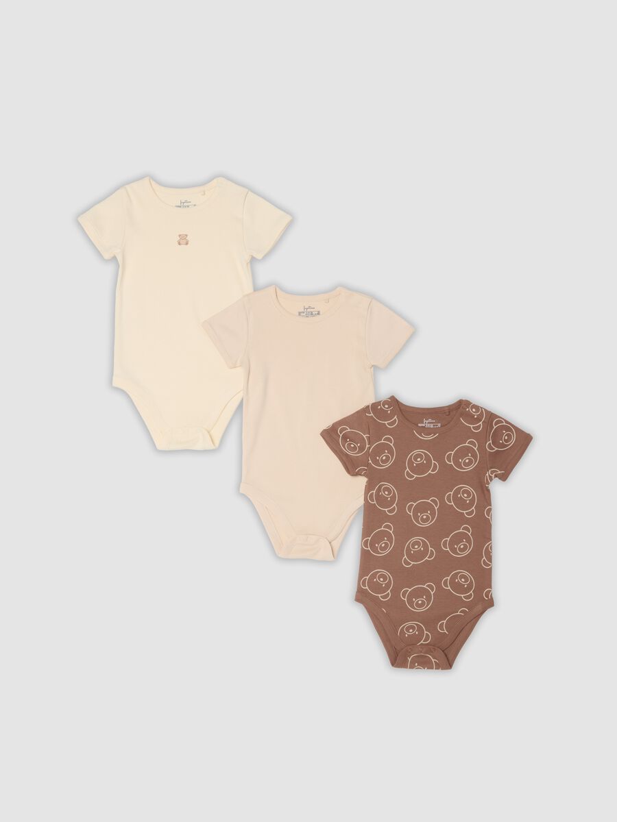Tripack di body multicolor in cotone organico a maniche corte_0