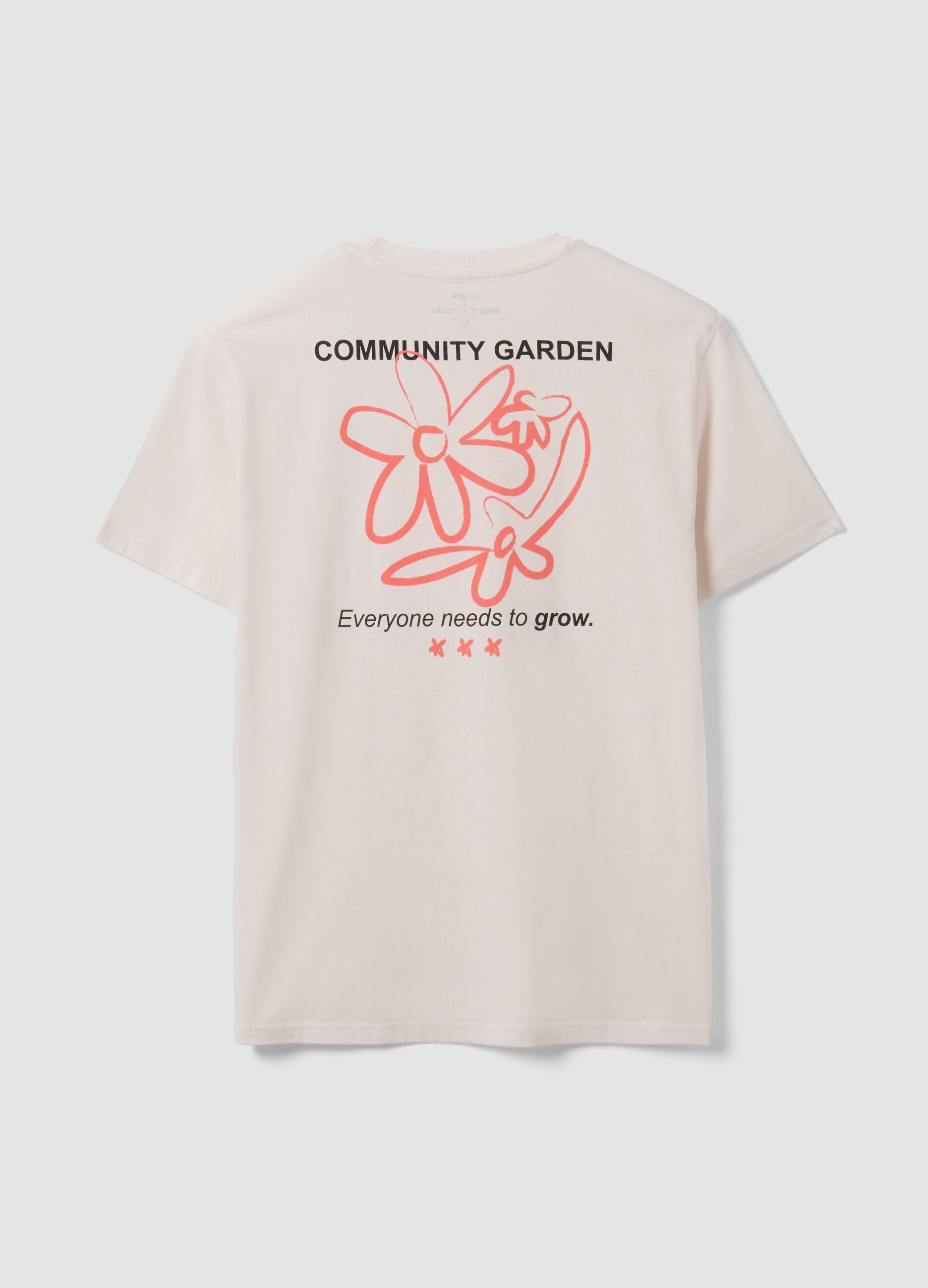 White pure cotton jersey T-shirt with print, regular fit