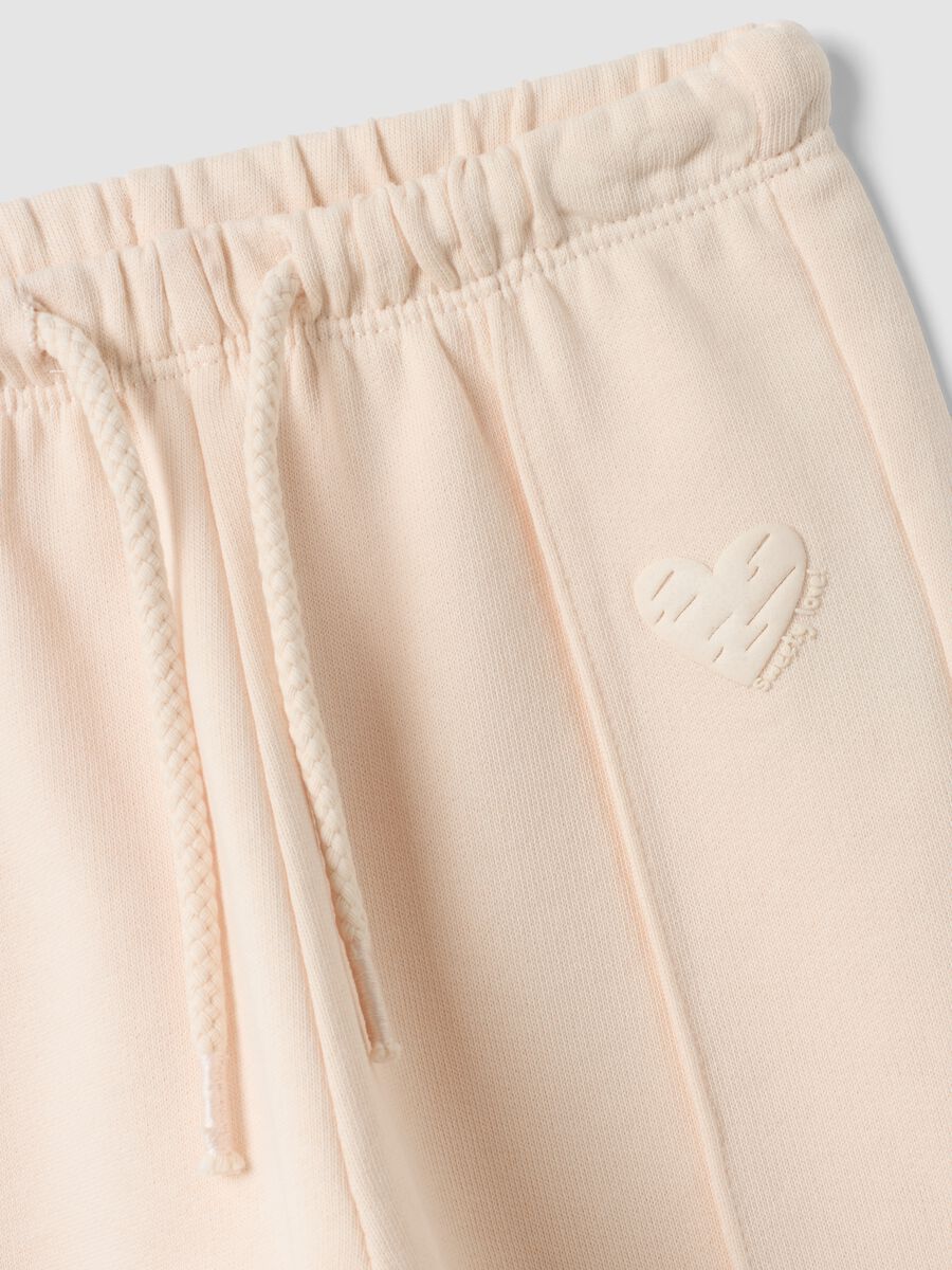 Pink and blue pure cotton heart-print trousers, comfort fit for baby girl_2