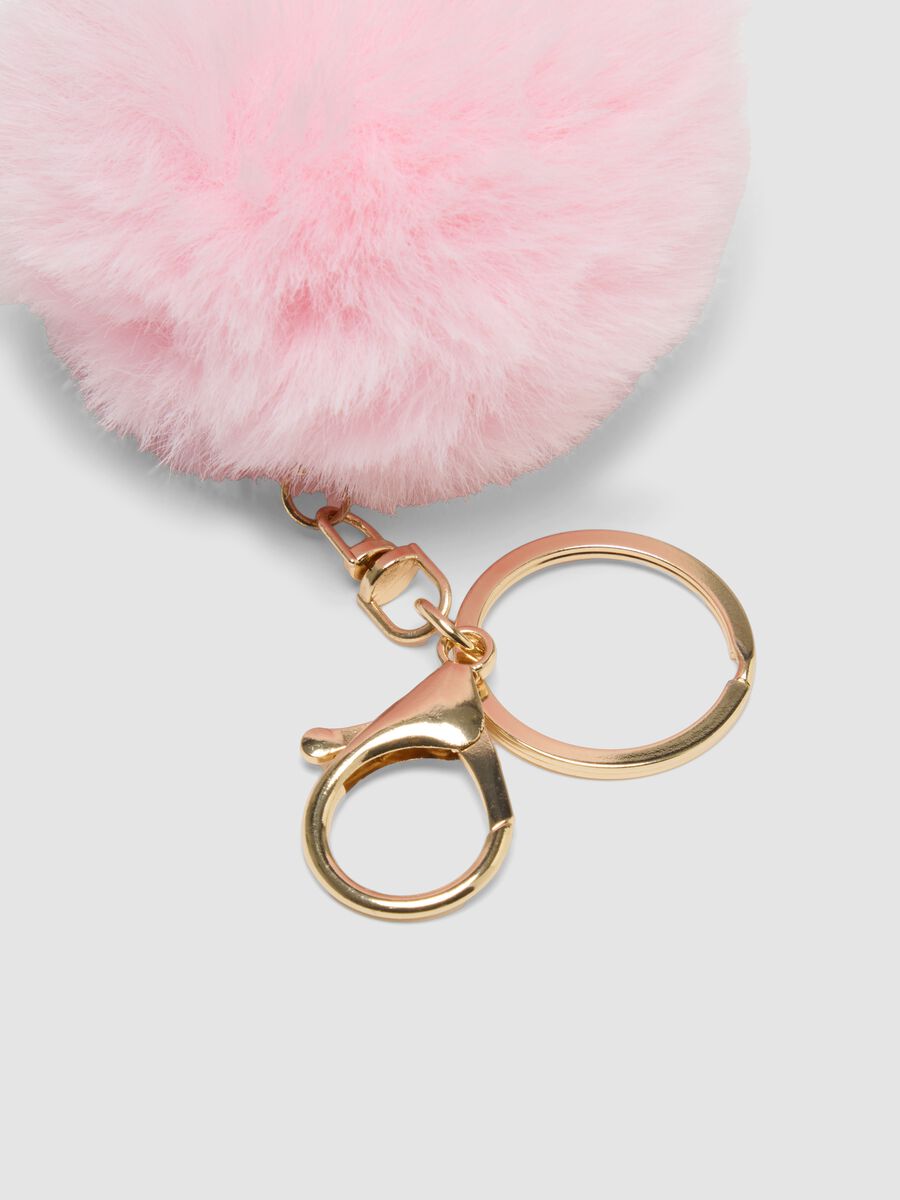 Pink pom‑pom keyring for girls_2