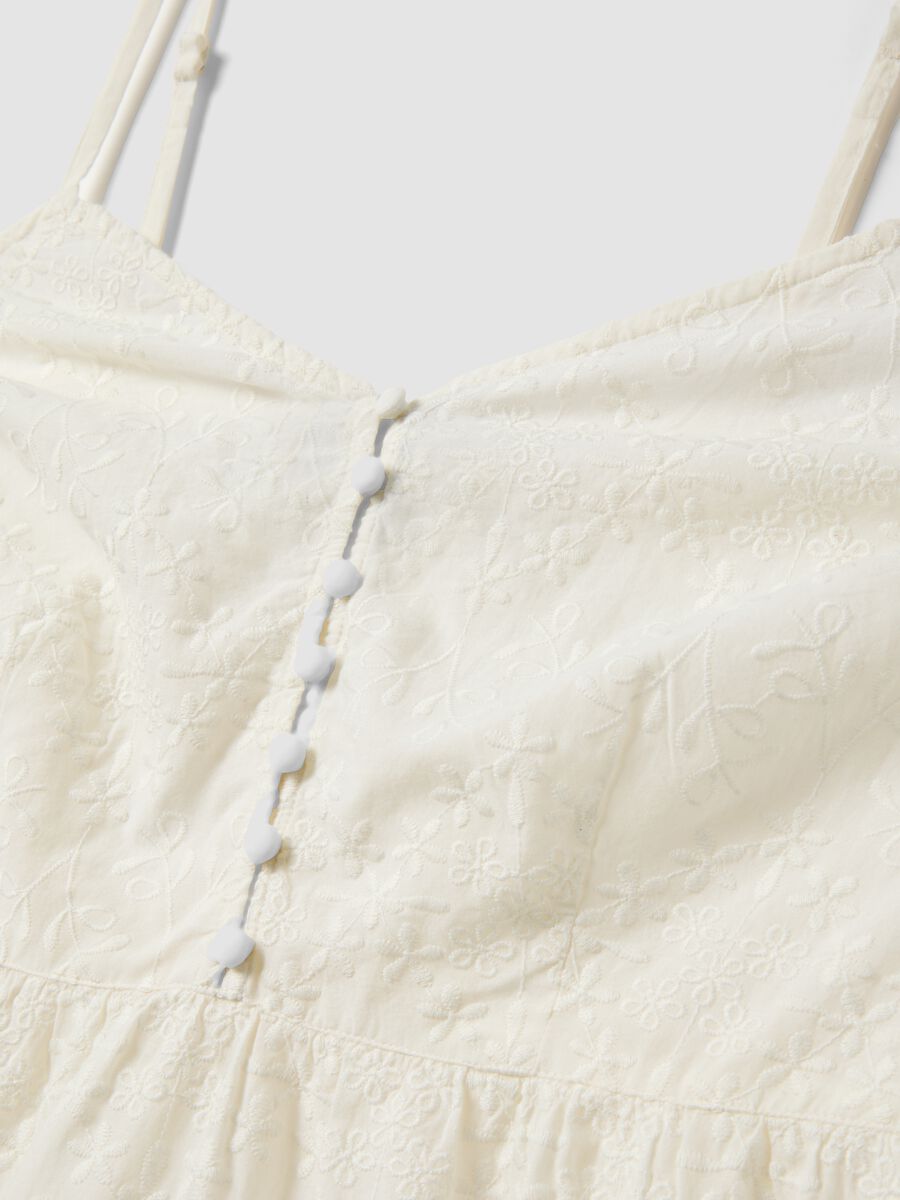 White pure cotton midi dress with embroidery_5