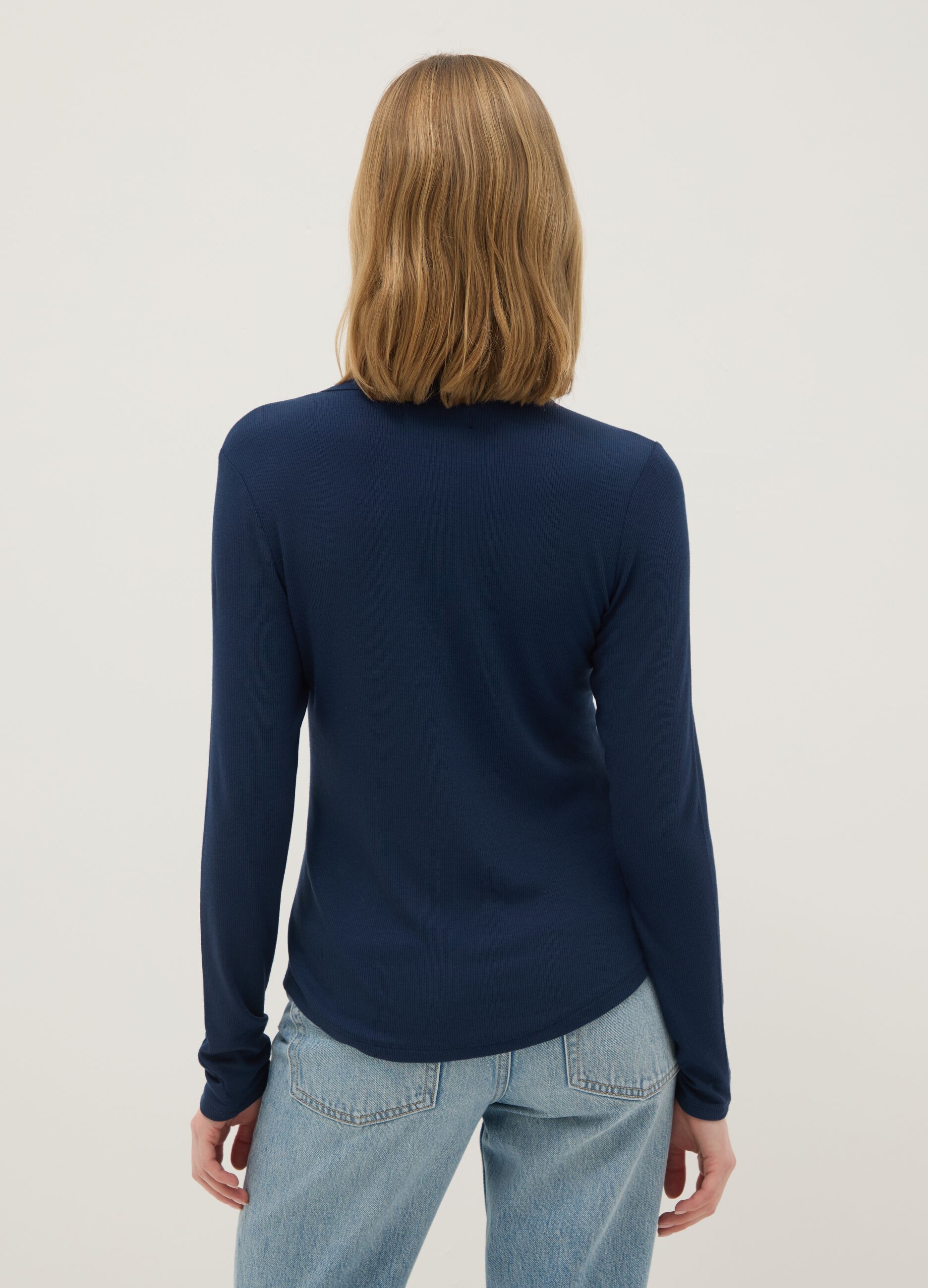 Blue stretch modal regular fit top