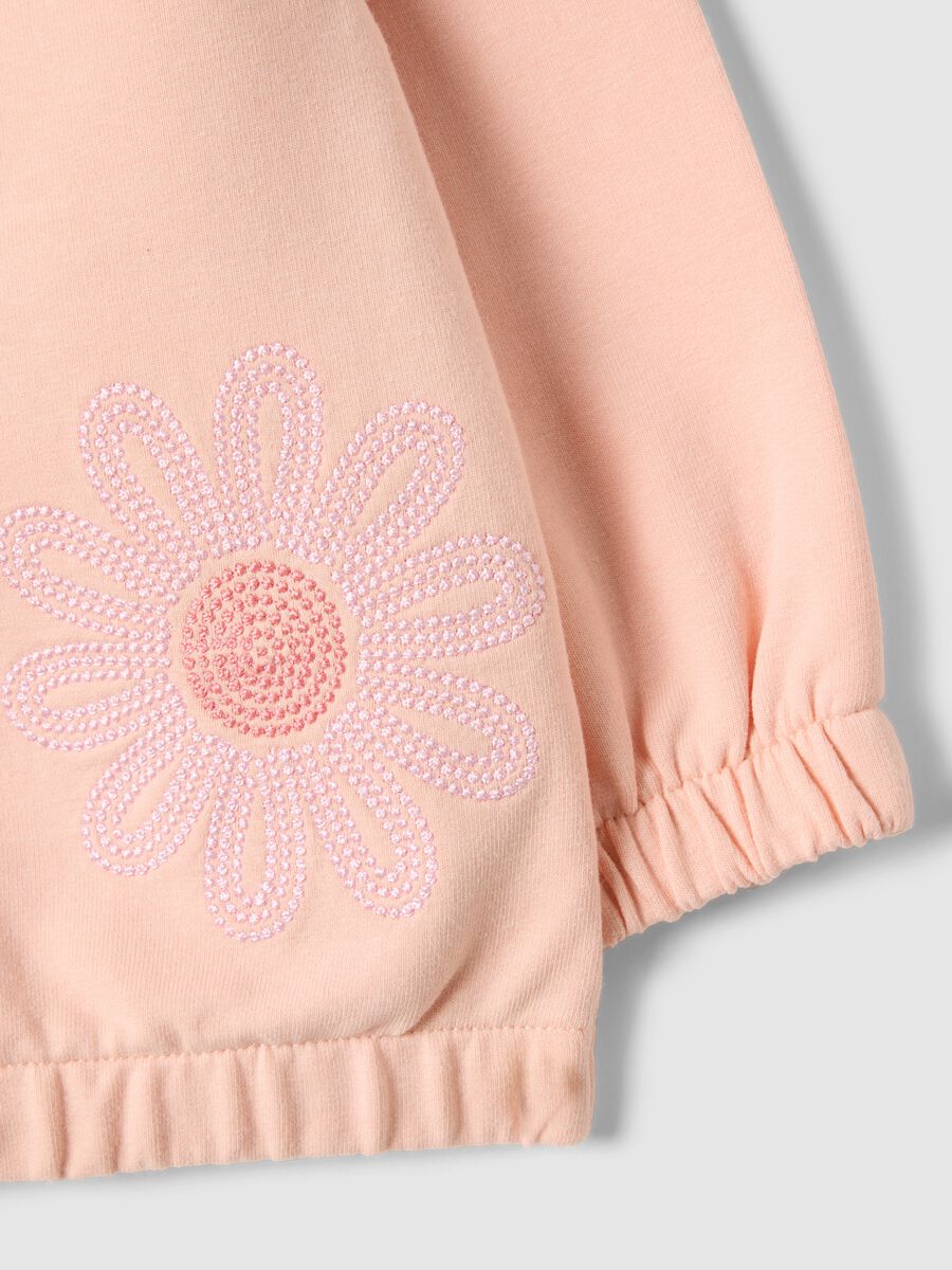 Felpa in cotone elasticizzato rosa da bimba regular fit con fiori_2