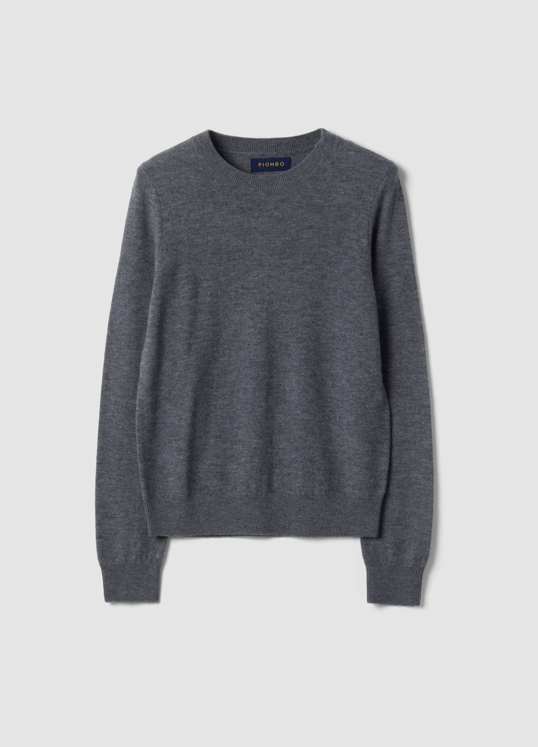 Grey pure wool crew-neck jumper
