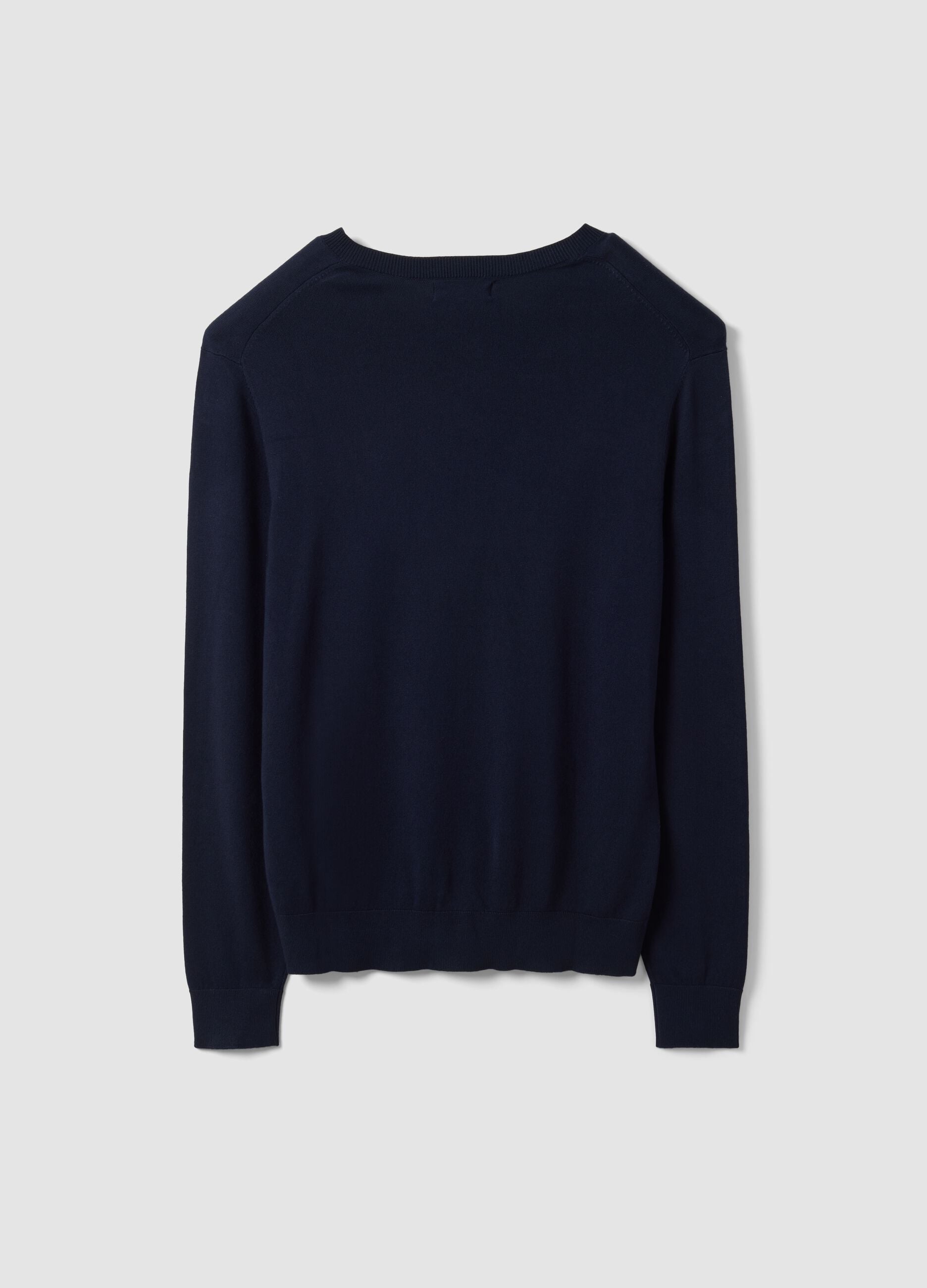 Blue viscose-blend V-neck jumper, regular fit