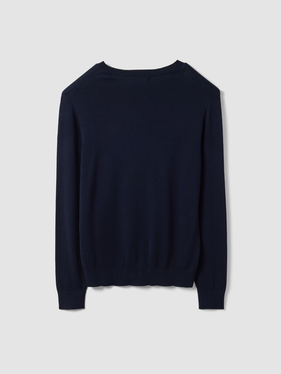 Blue viscose-blend V-neck jumper, regular fit_2