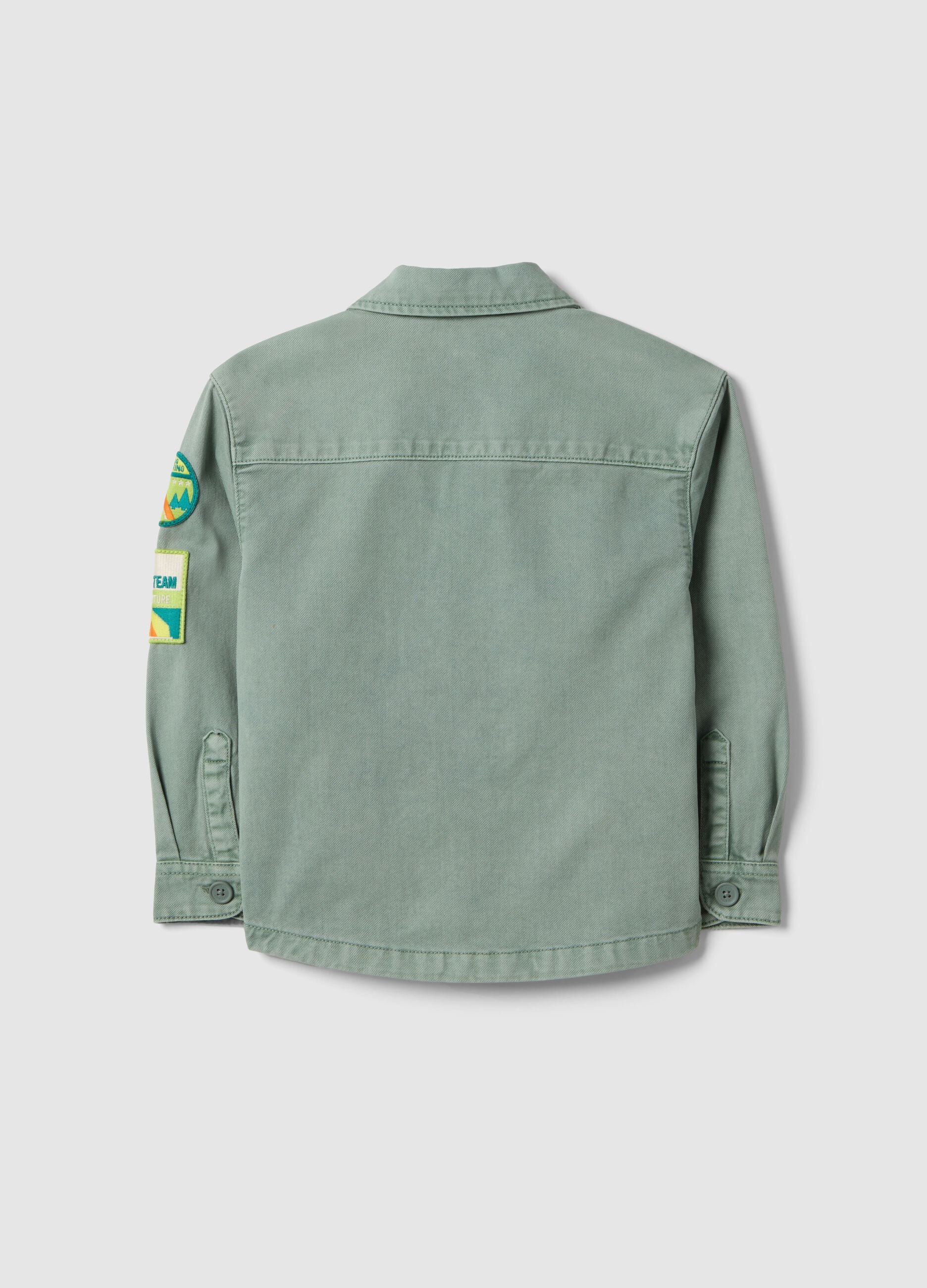 Green oversized fit pure cotton shirt for boys