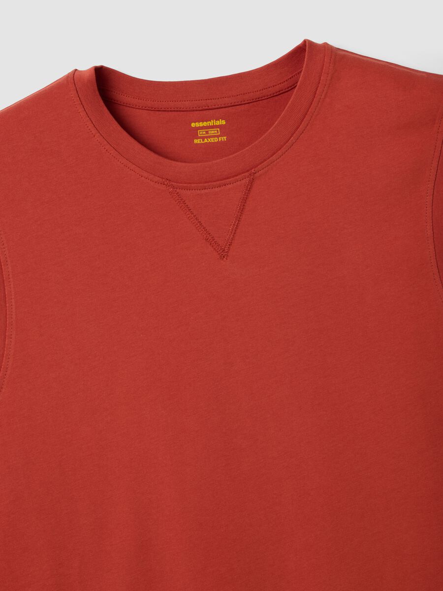 Red crew-neck pure cotton relaxed-fit vest top_5