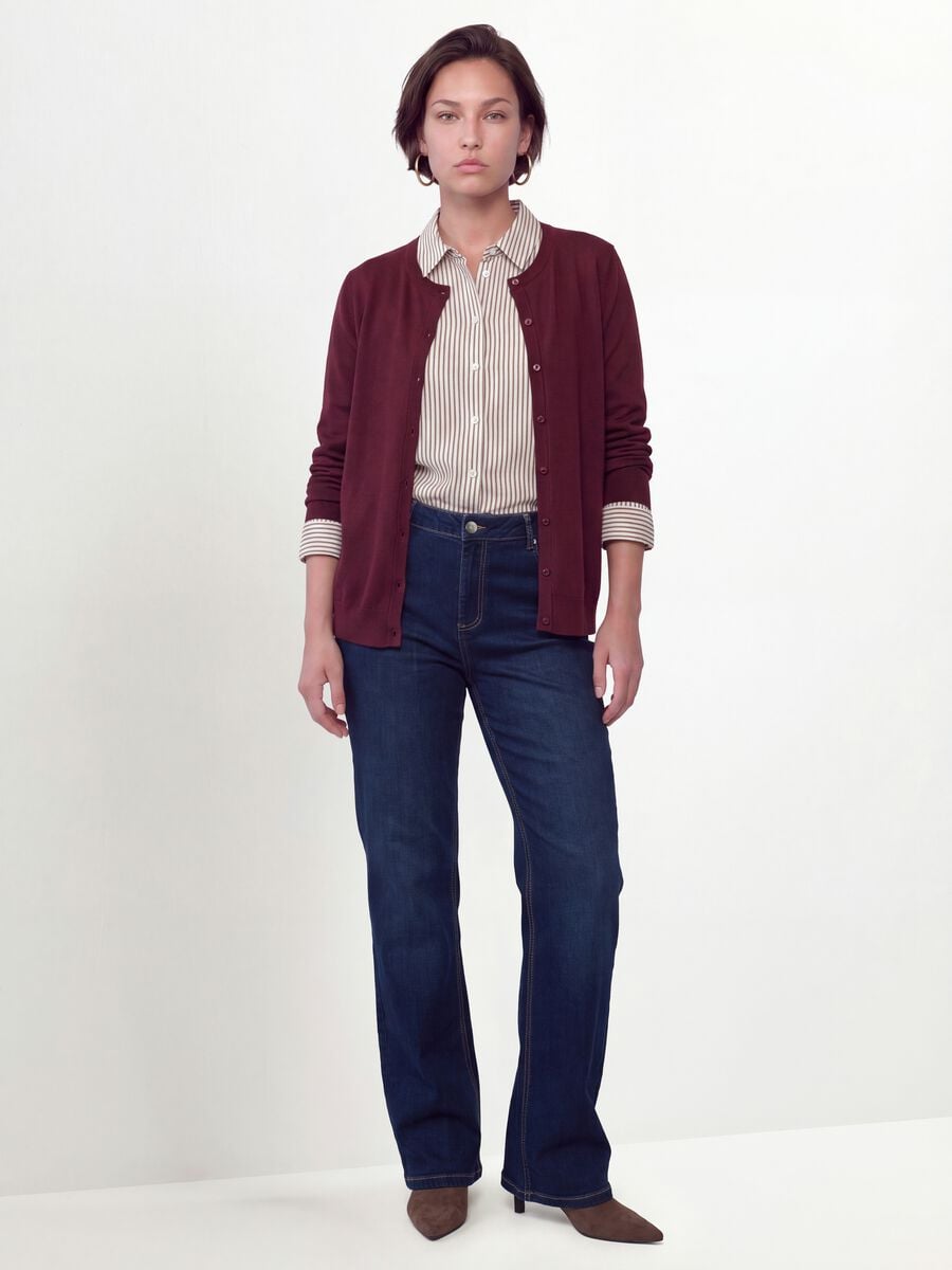 Red viscose-blend cardigan with buttons, regular fit_2
