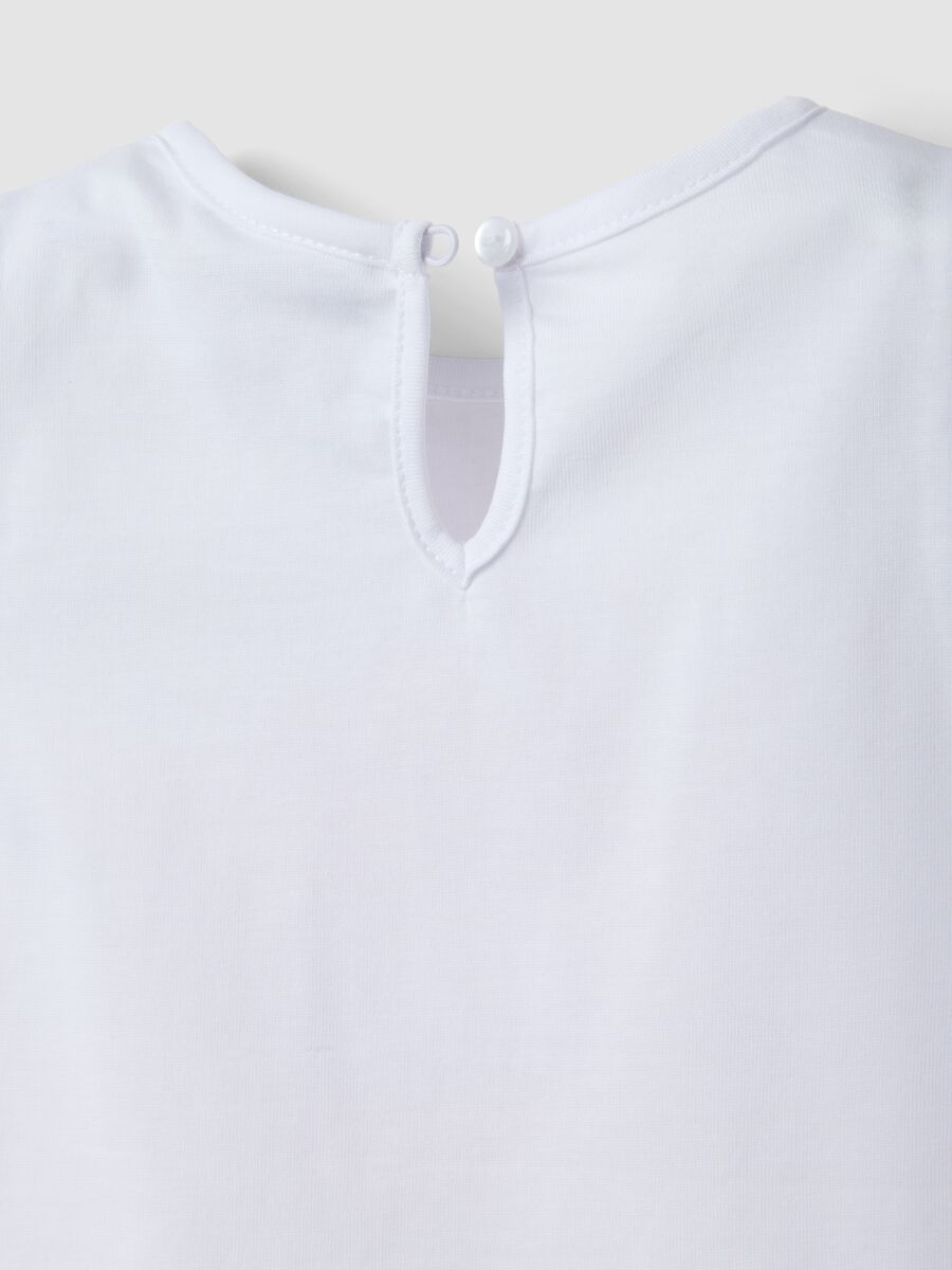Tank top bianco in puro cotone organico da bimba con stampa e volant_3