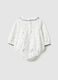 Baby girl white pure cotton bodysuit with ruffle collar and hearts_1