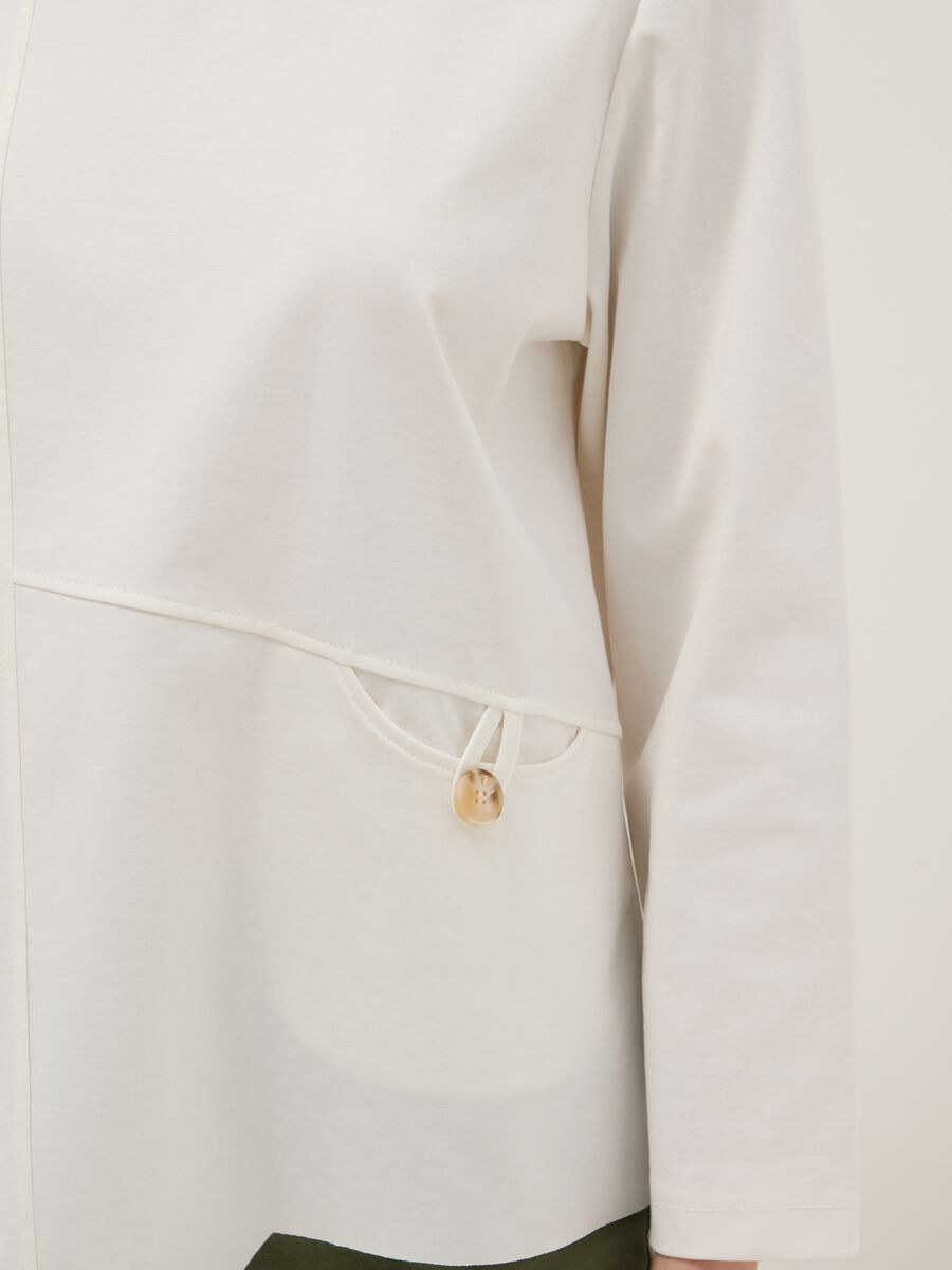 White long-sleeved regular-fit stretch cotton blouse_3