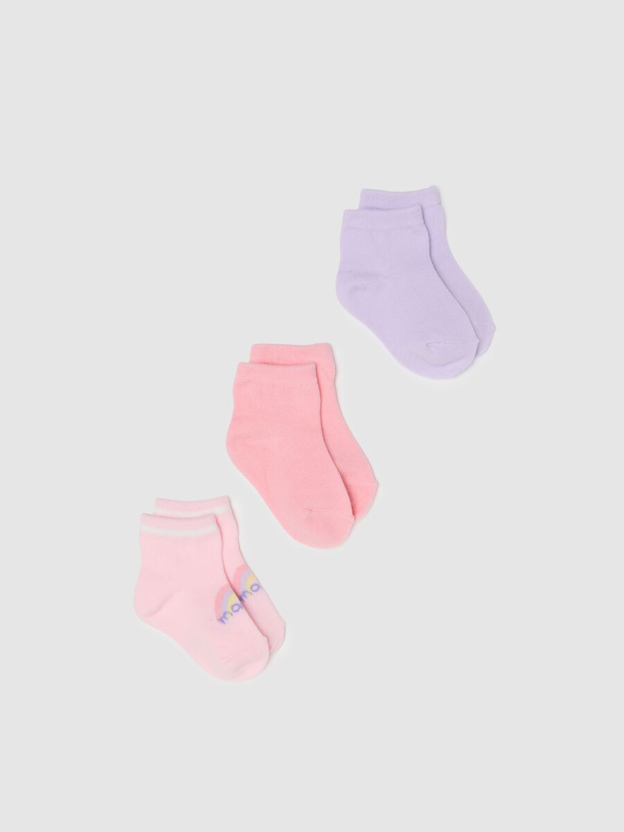 Regular fit infant multicolour cotton blend short socks - 3 pack_0