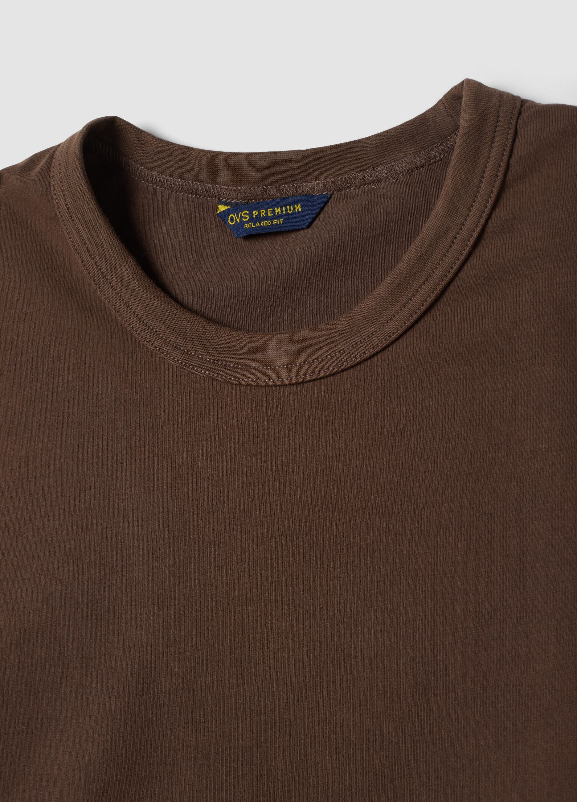Brown pure cotton relaxed-fit T-shirt