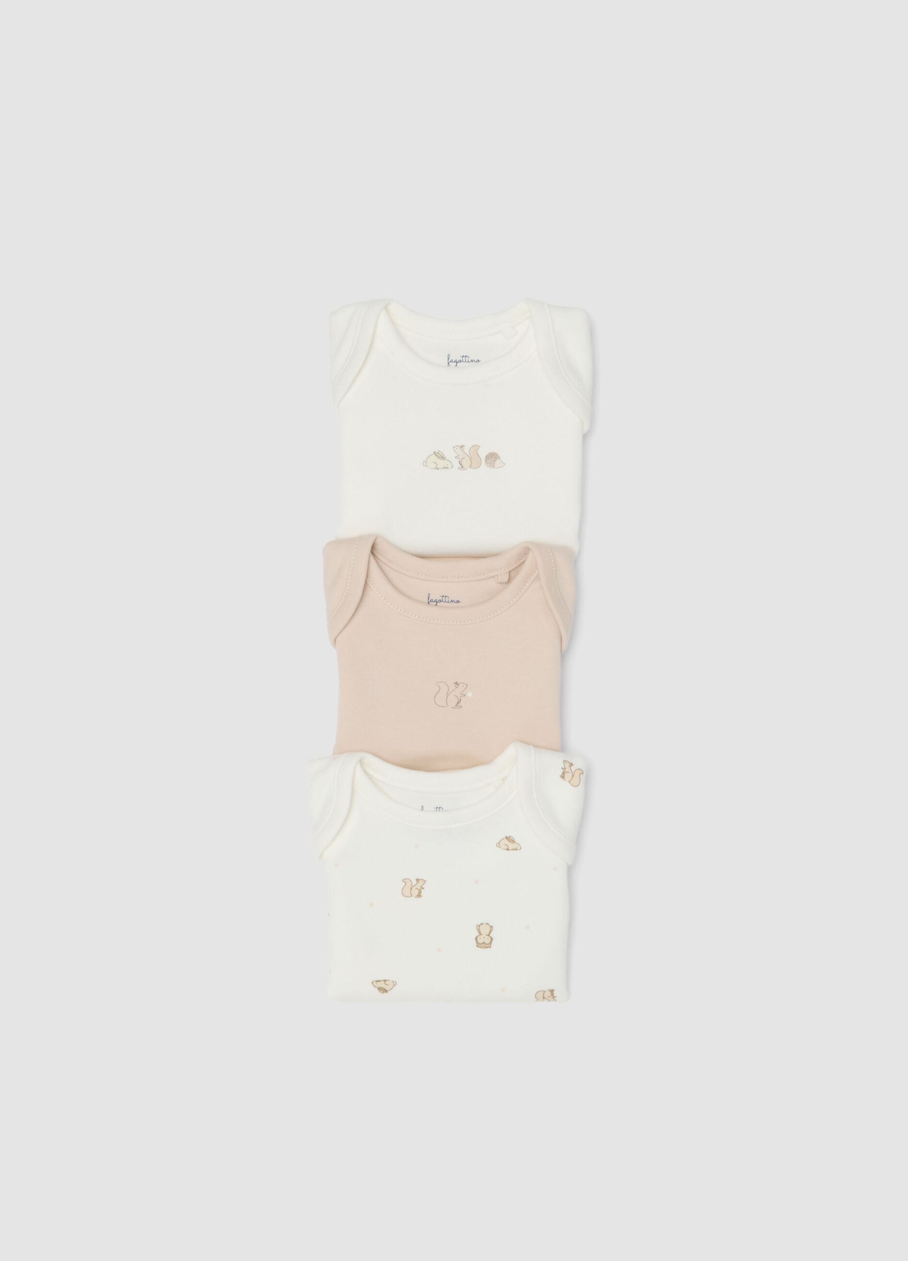 Multicolour 3-pack organic cotton printed bodysuits for babies