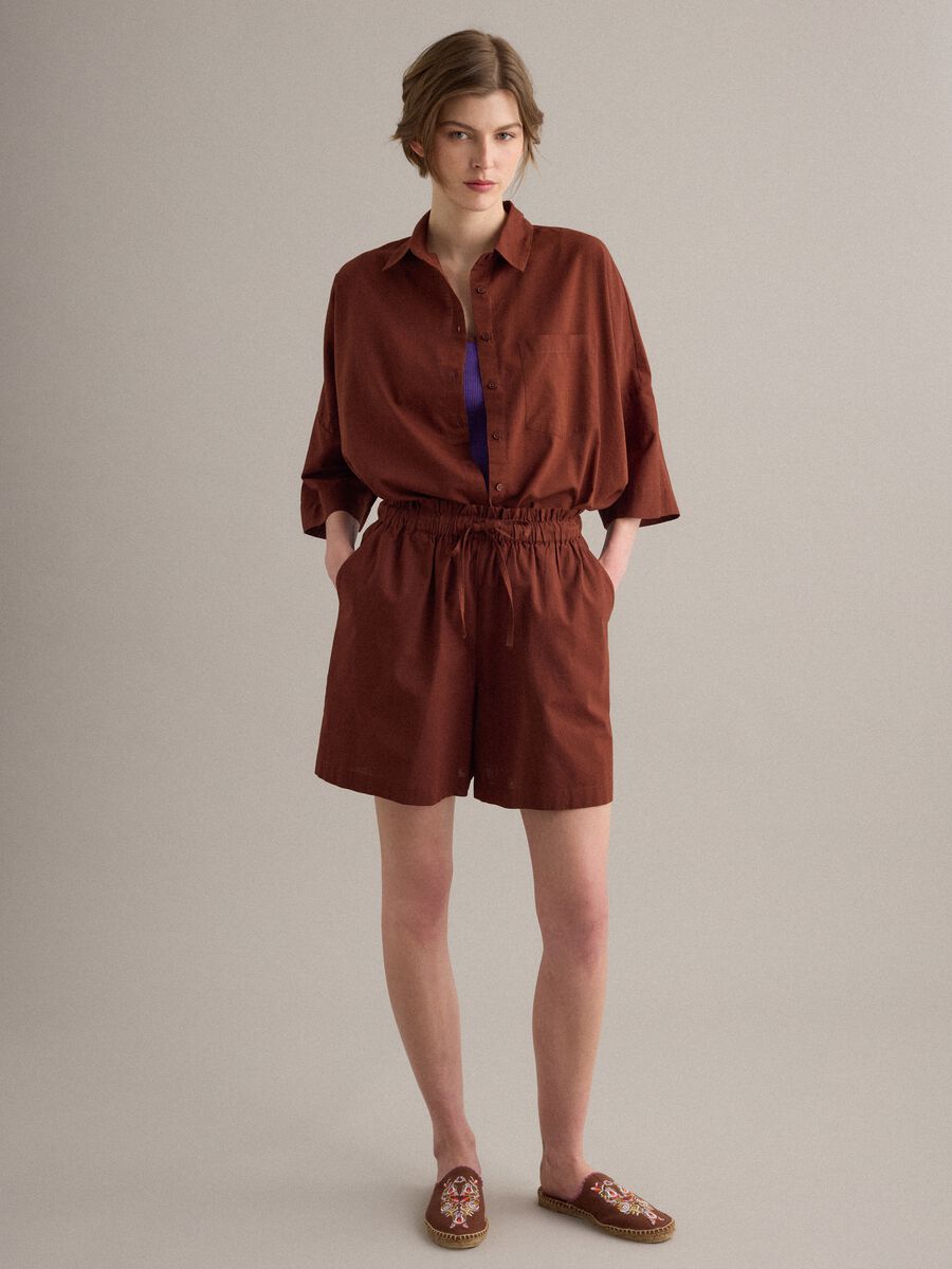 Brown pure cotton oversized shirt_2
