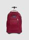 Red wheeled backpack with trolley handle and zip pockets_0
