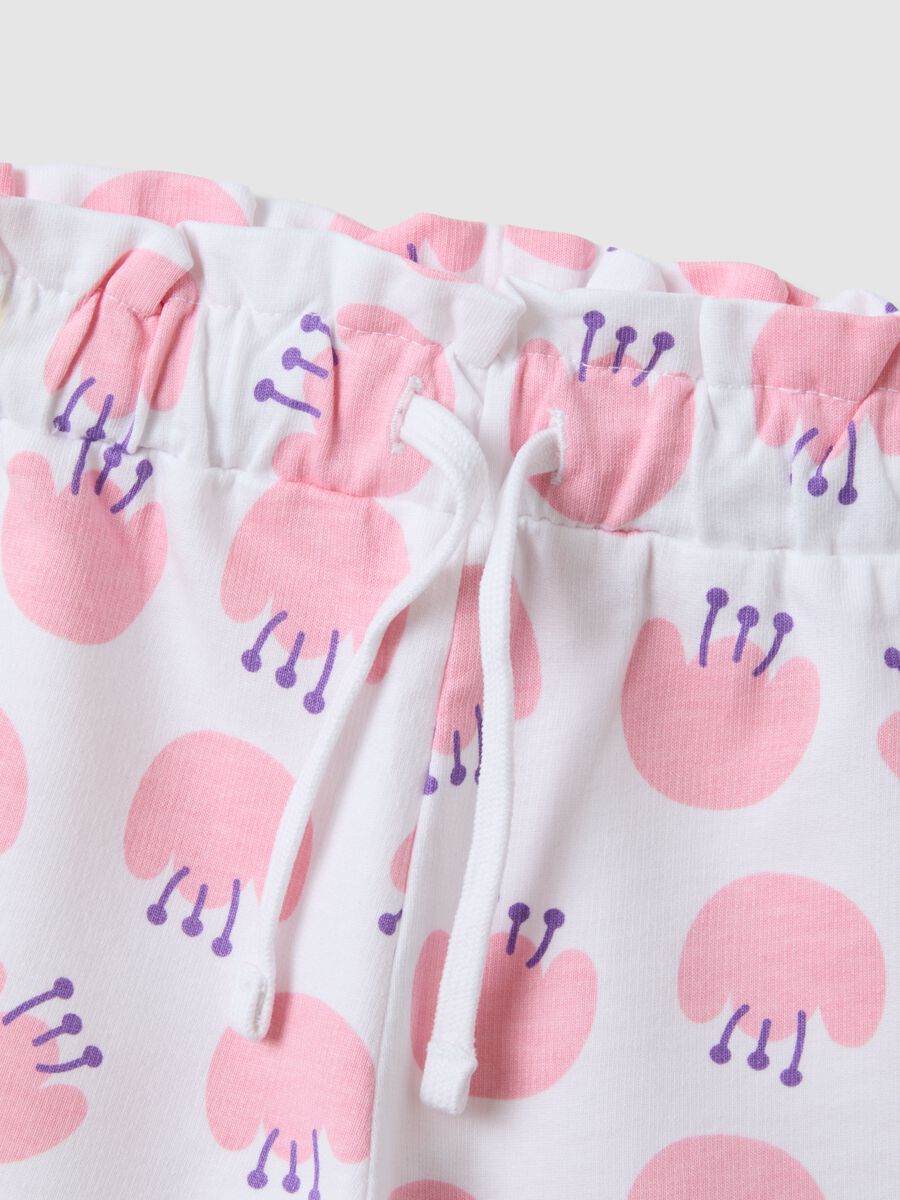 Short in puro cotone bianco da bimba regular fit con stampe_2