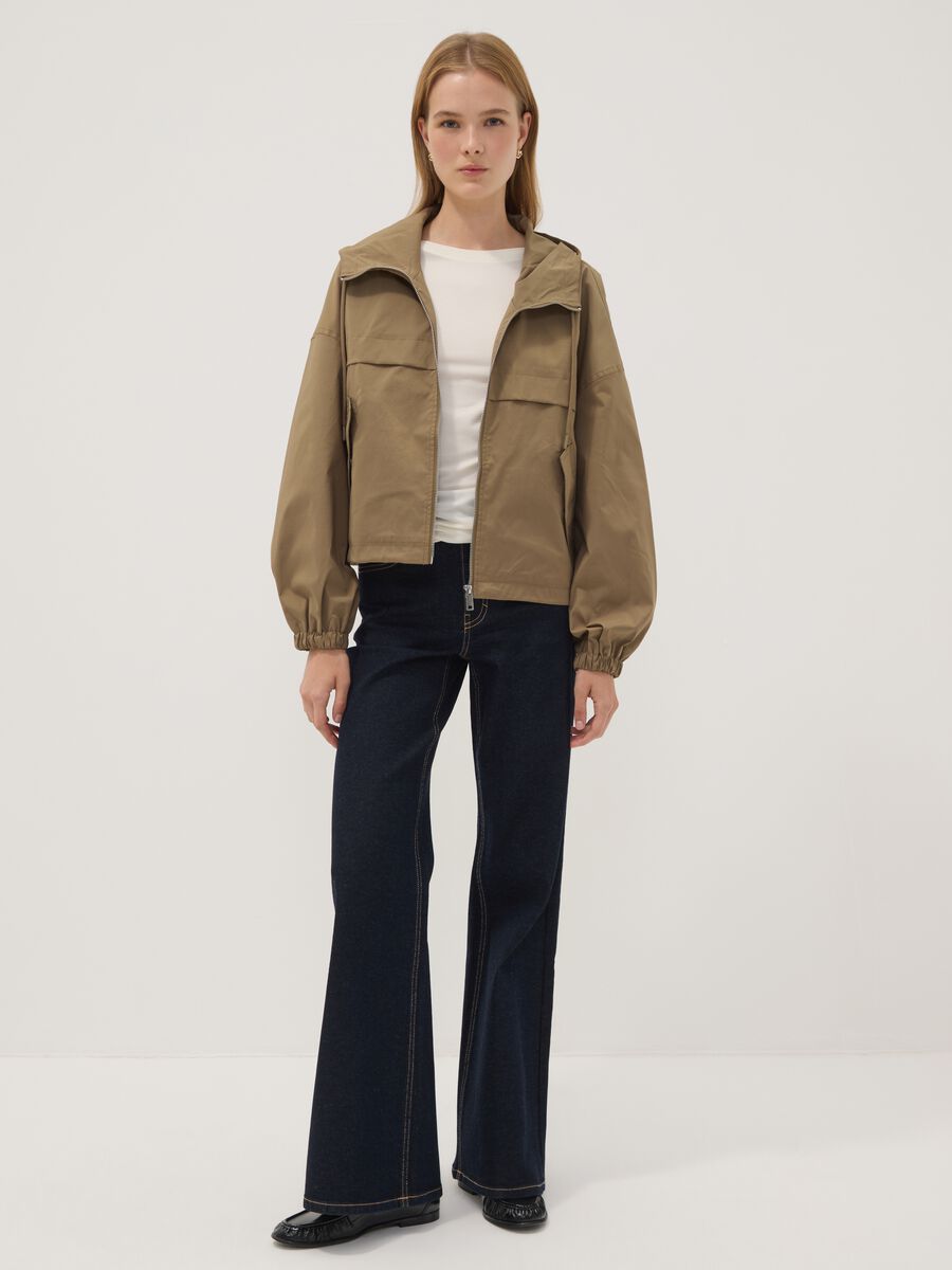 Beige hooded jacket with zip_2